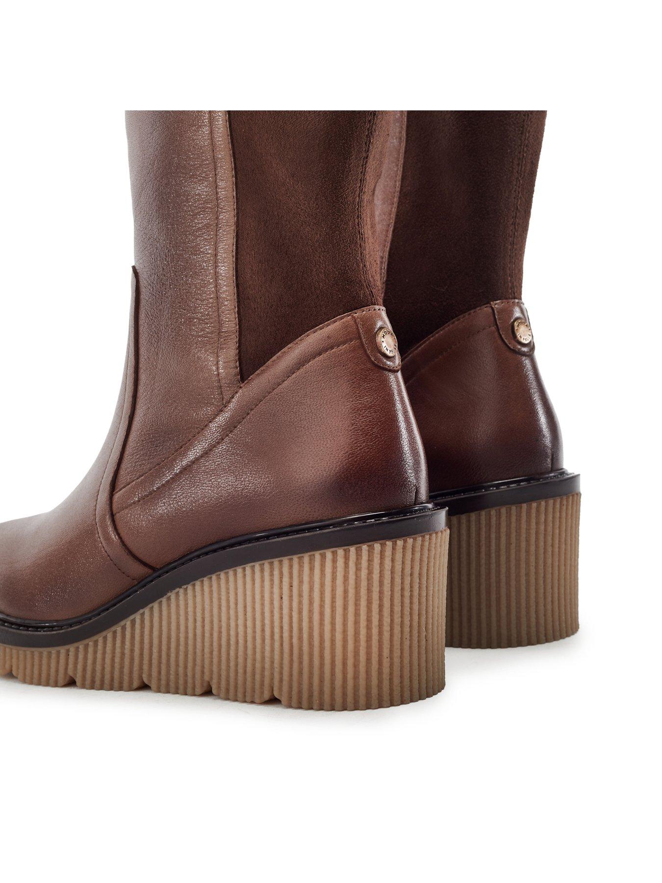Image 6 of 6 of Moda In Pelle Womens Rosemarey Leather Long Boots - Beige