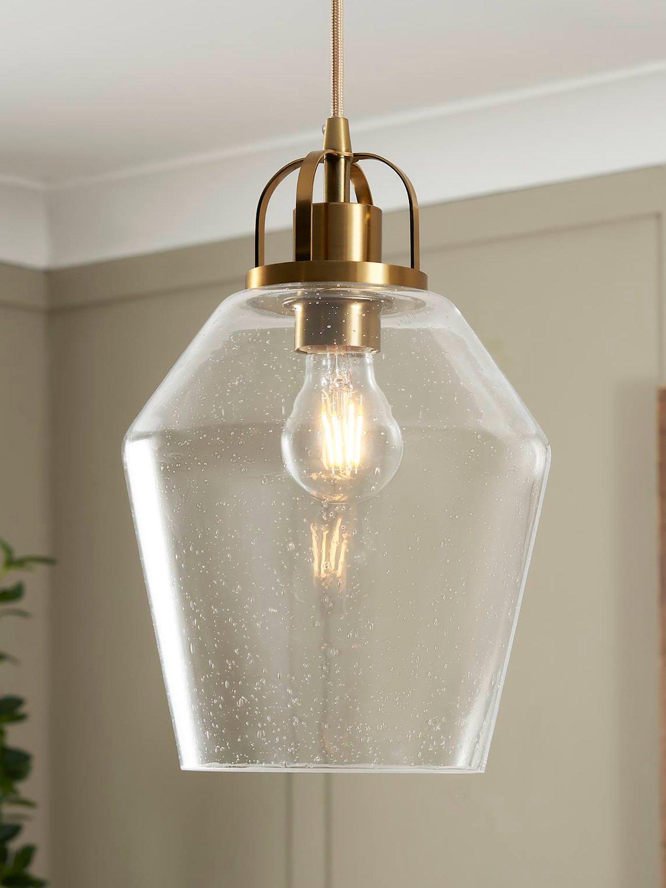 Image 1 of 5 of BHS Saskia Bubble Glass & Warm Satin Brass 1 Light Pendant