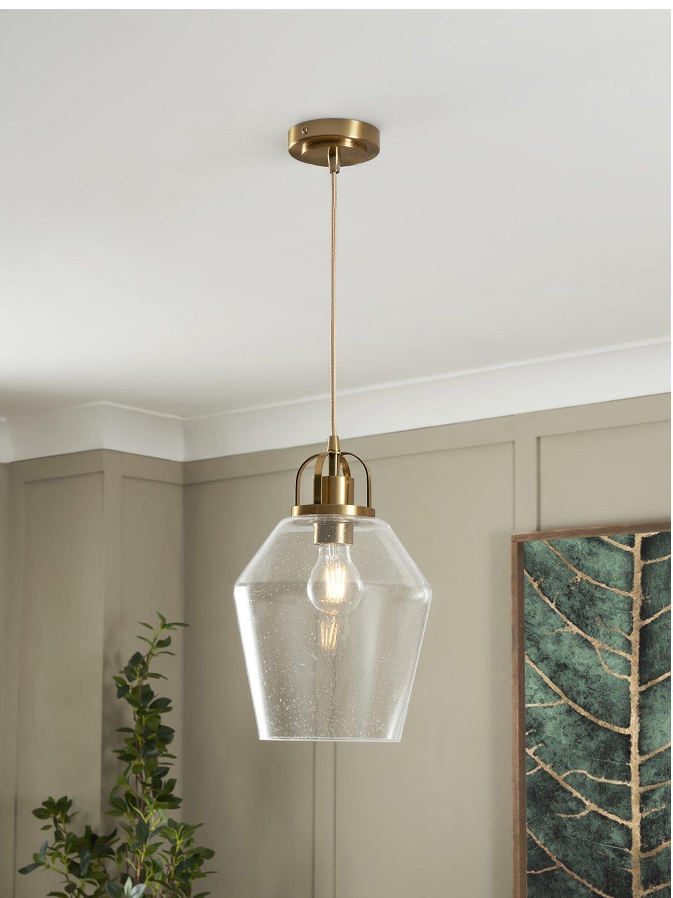 Image 2 of 5 of BHS Saskia Bubble Glass & Warm Satin Brass 1 Light Pendant