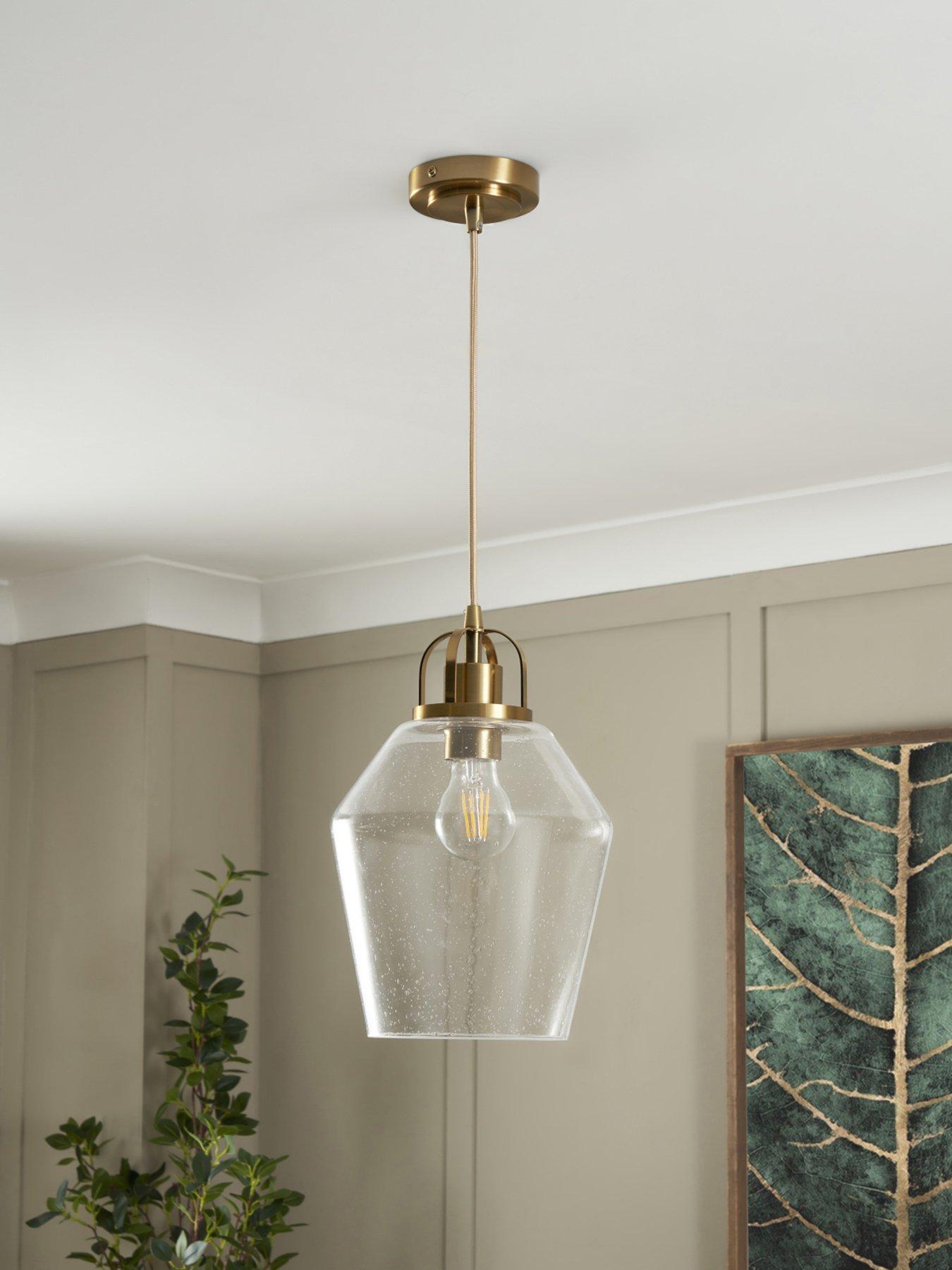Image 3 of 5 of BHS Saskia Bubble Glass & Warm Satin Brass 1 Light Pendant