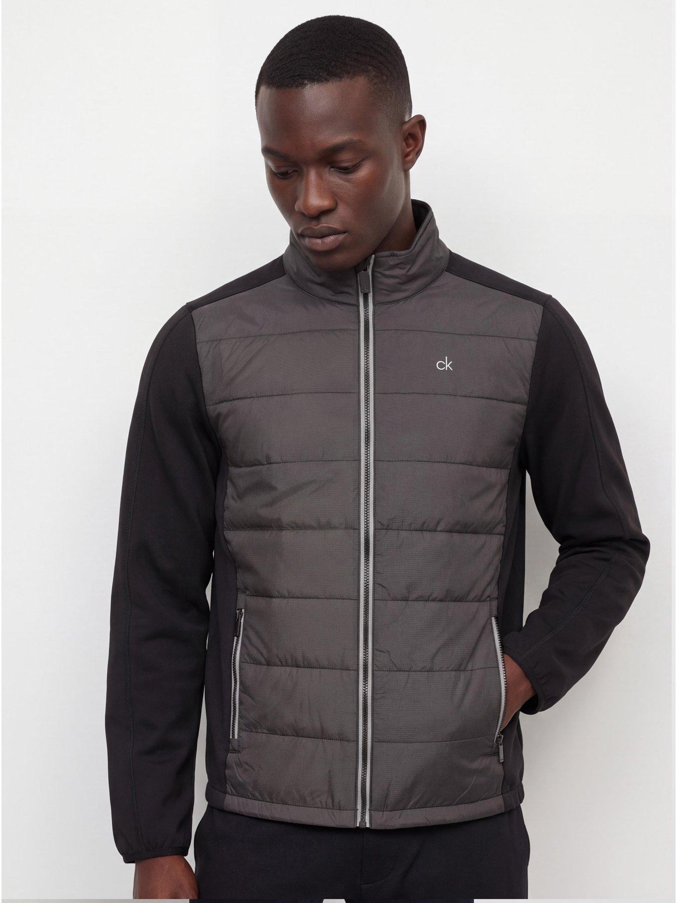 Image 1 of 5 of Calvin Klein Golf Mens Golf Hybrid Quilted Front Stretch Panels Full Zip Jacket - Black