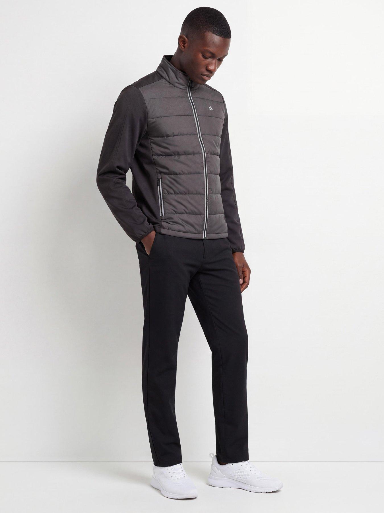 Image 3 of 5 of Calvin Klein Golf Mens Golf Hybrid Quilted Front Stretch Panels Full Zip Jacket - Black