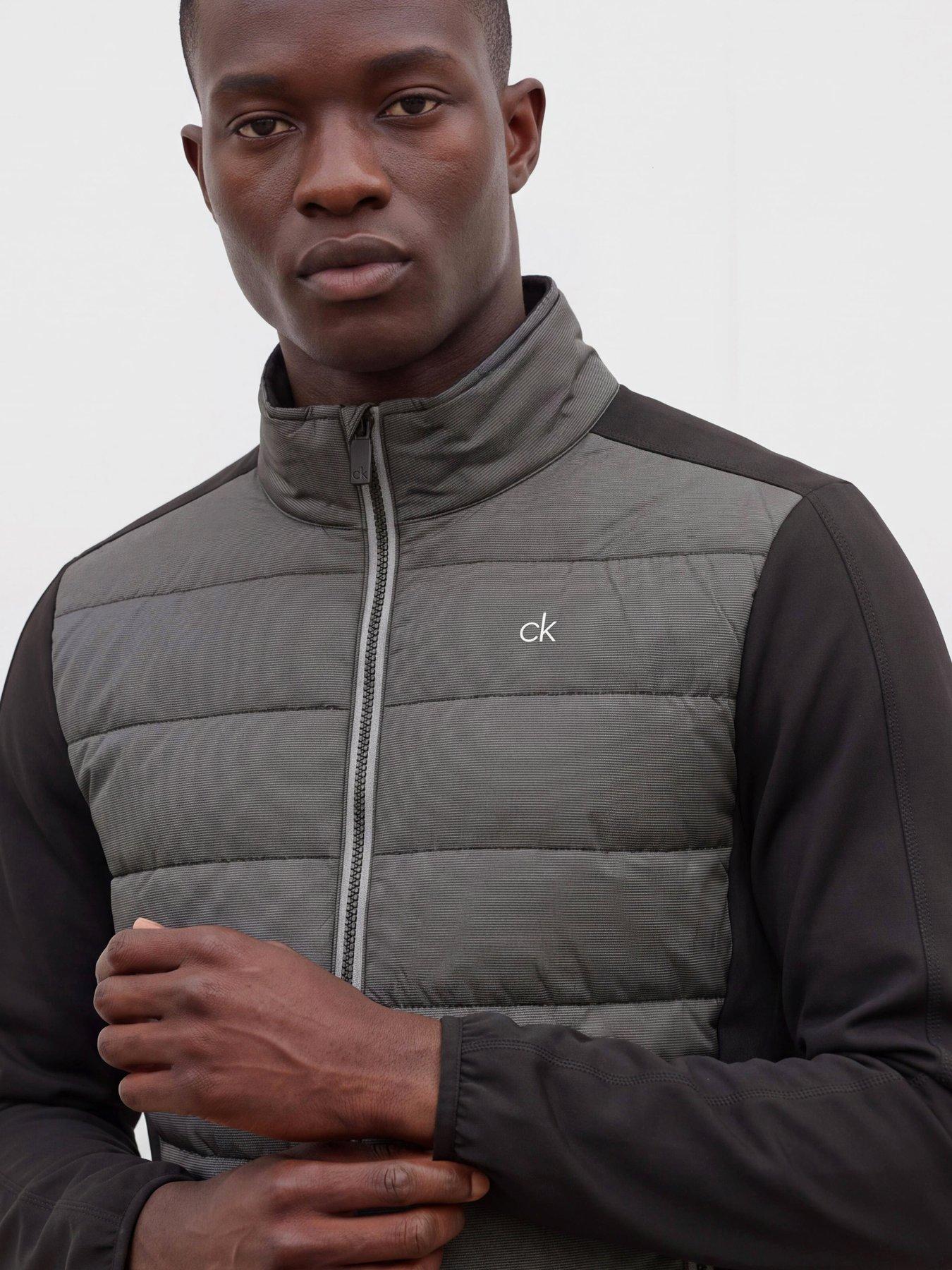 Image 4 of 5 of Calvin Klein Golf Mens Golf Hybrid Quilted Front Stretch Panels Full Zip Jacket - Black