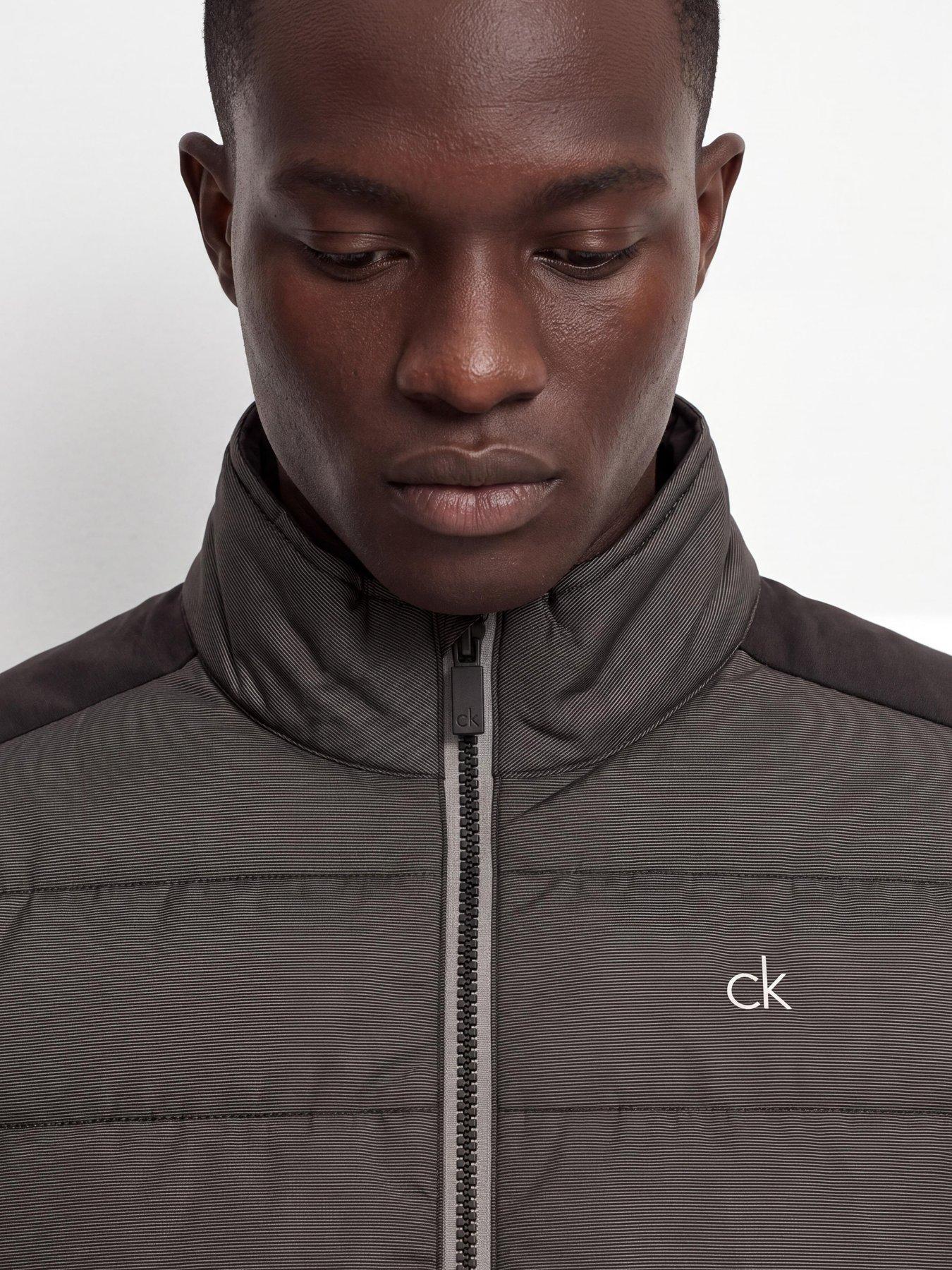 Image 5 of 5 of Calvin Klein Golf Mens Golf Hybrid Quilted Front Stretch Panels Full Zip Jacket - Black