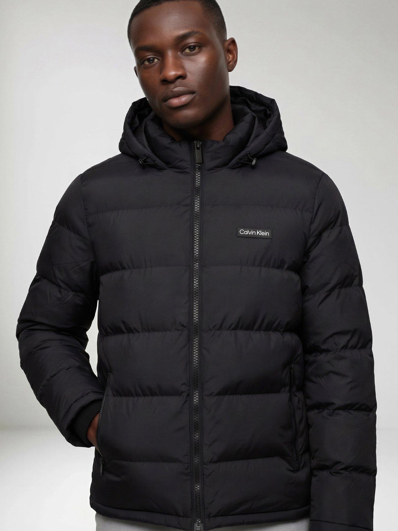 Image 1 of 4 of Calvin Klein Golf Mens Brentwood Hooded Padded Zip-Through Jacket - Black