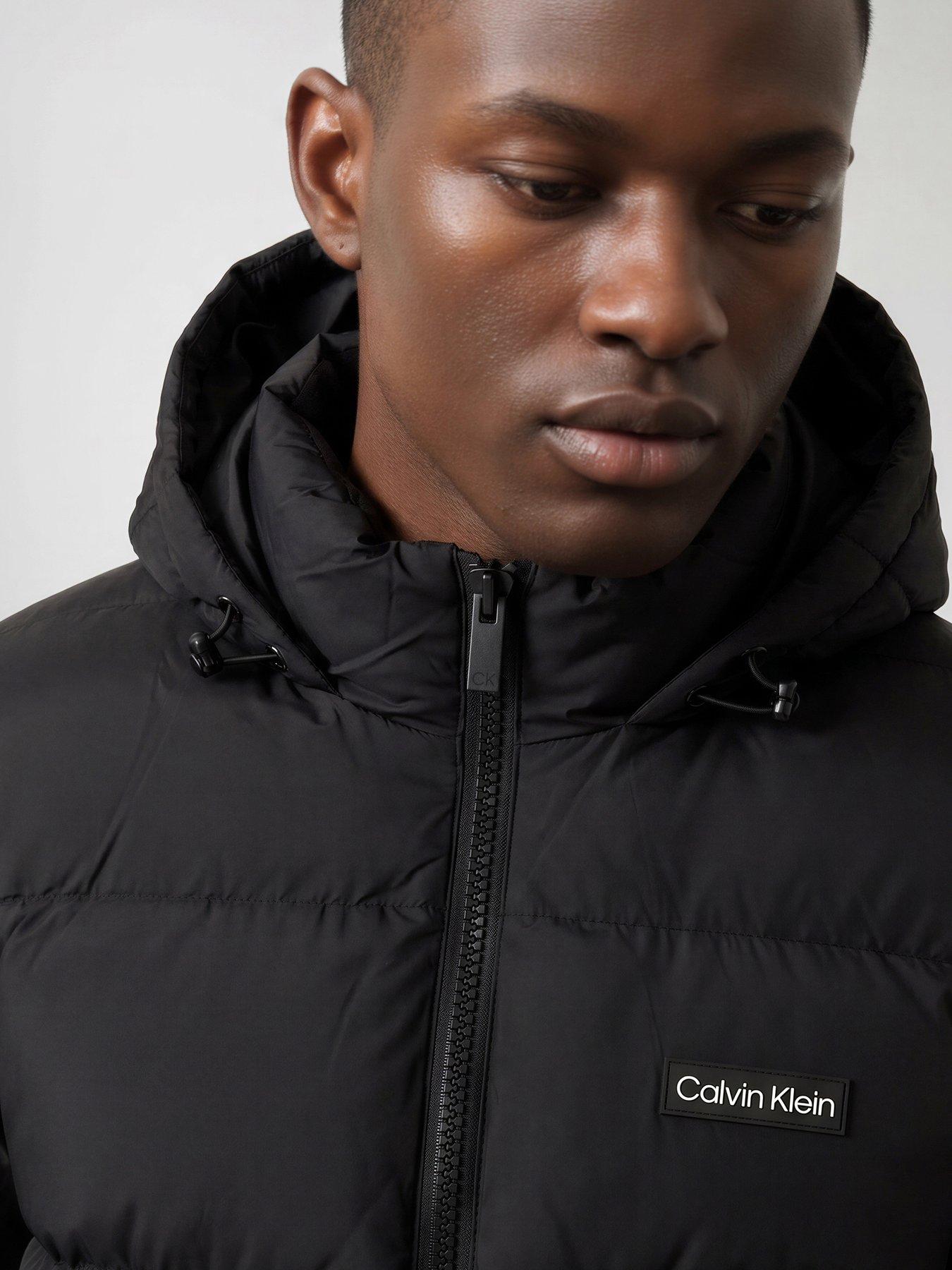 Image 4 of 4 of Calvin Klein Golf Mens Brentwood Hooded Padded Zip-Through Jacket - Black