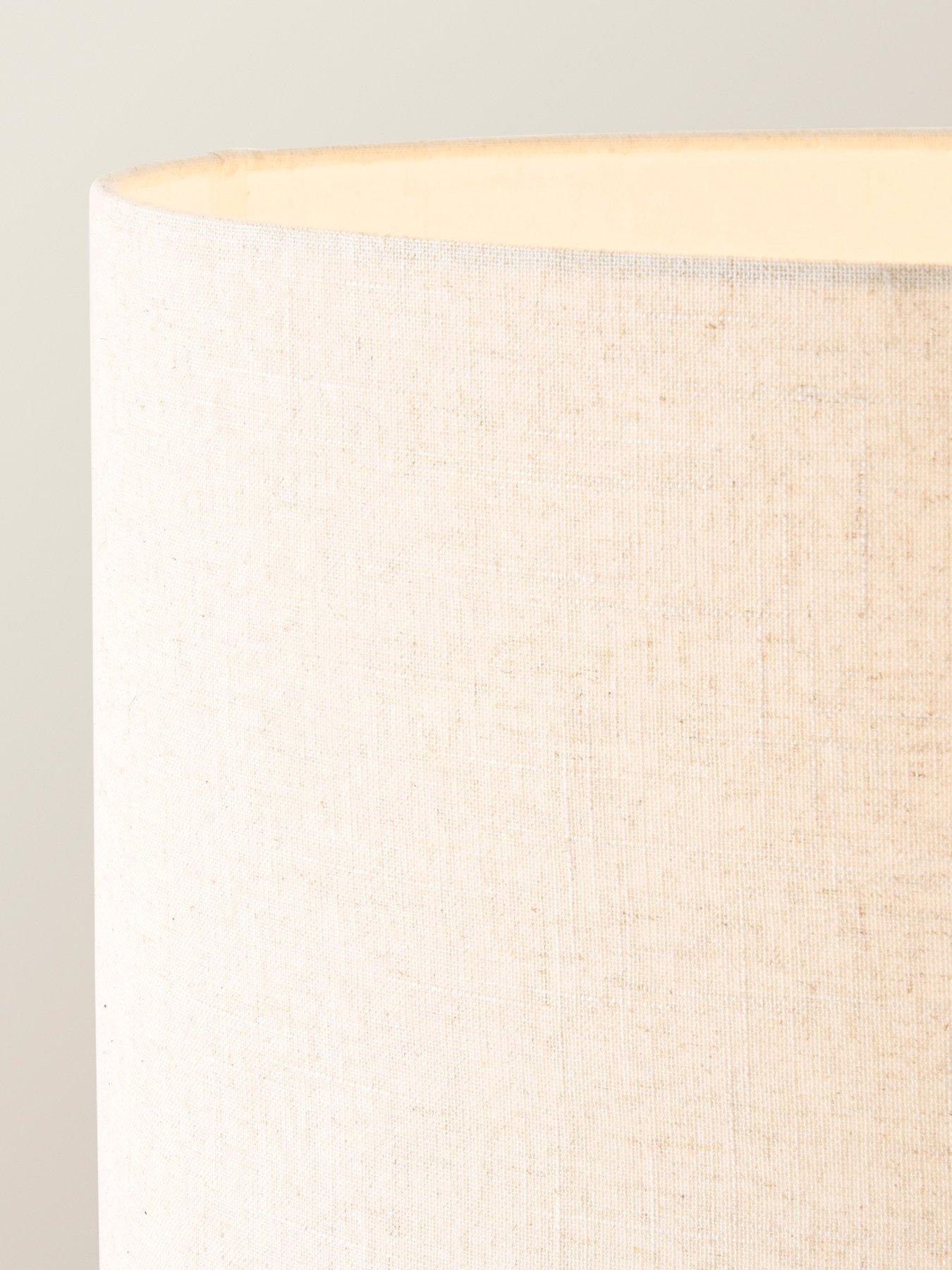 Image 4 of 5 of ValueLights Hiru Natural Wood 3 Tier Shelf Wooden Floor Lamp With Linen Drum Shade With Bulb