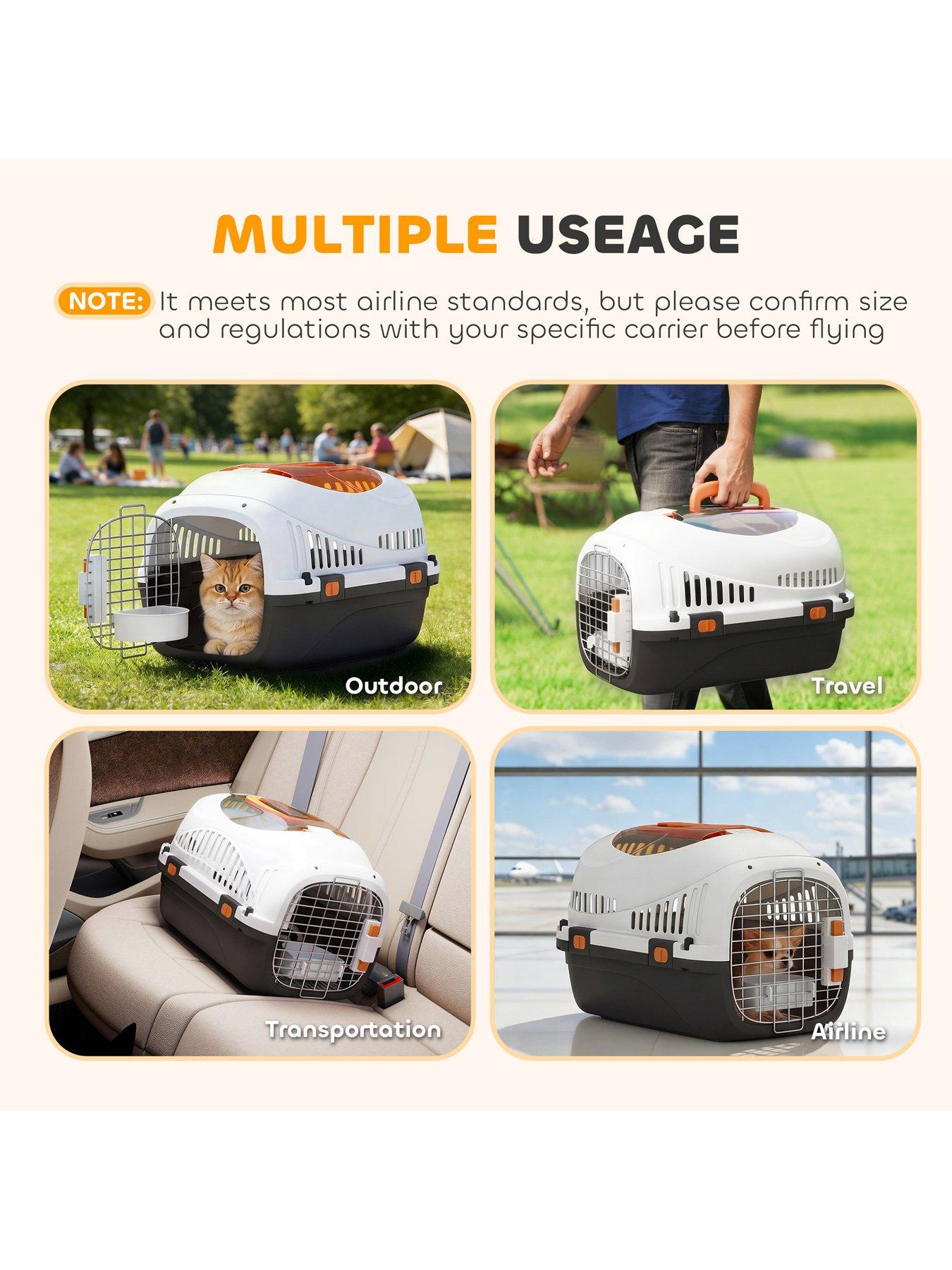 Image 4 of 7 of PawHut Plastic Pet Carrier, Top Load Hard Shell Cat Carrier, Max 4 KG