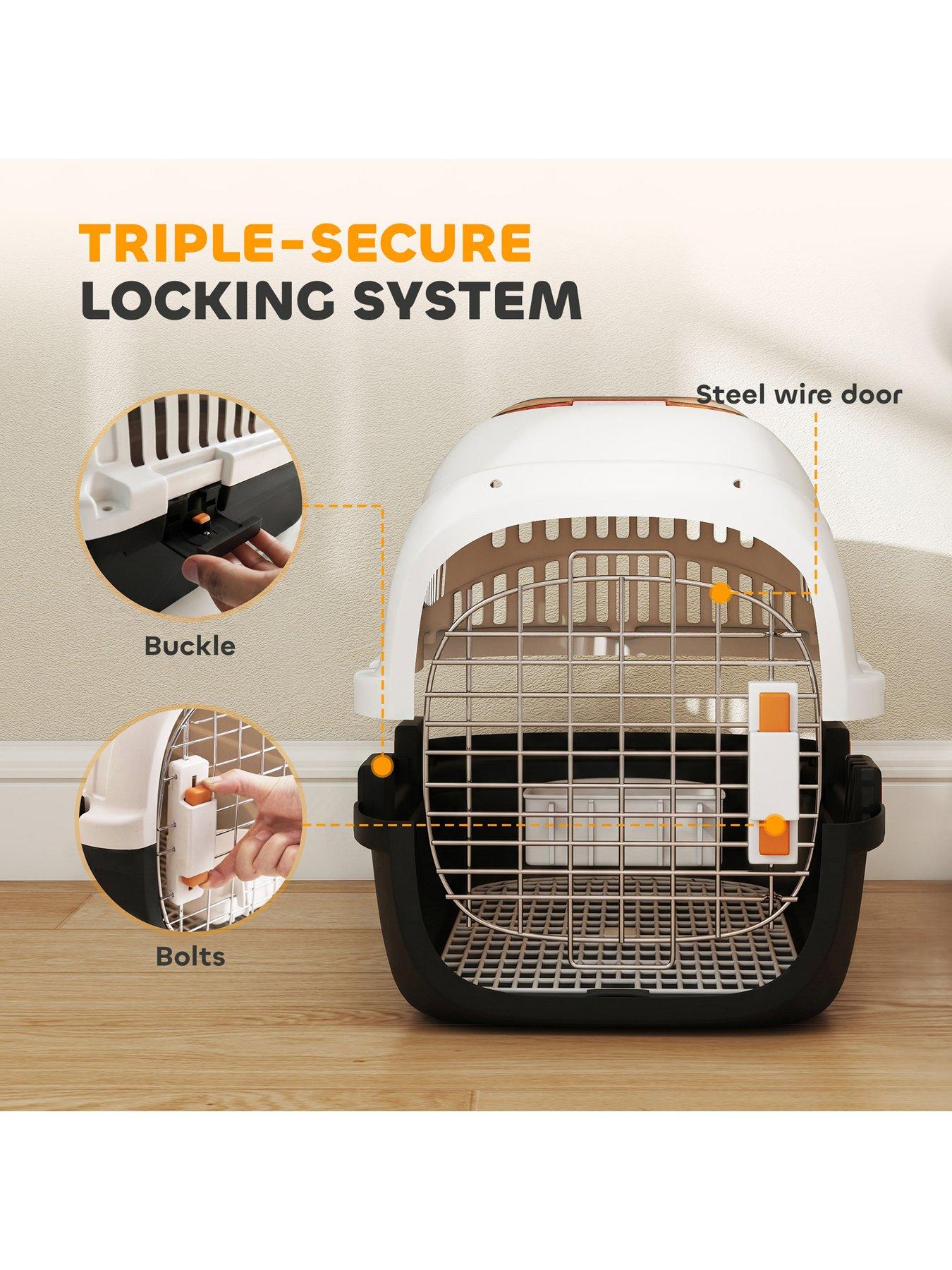 Image 5 of 7 of PawHut Plastic Pet Carrier, Top Load Hard Shell Cat Carrier, Max 4 KG