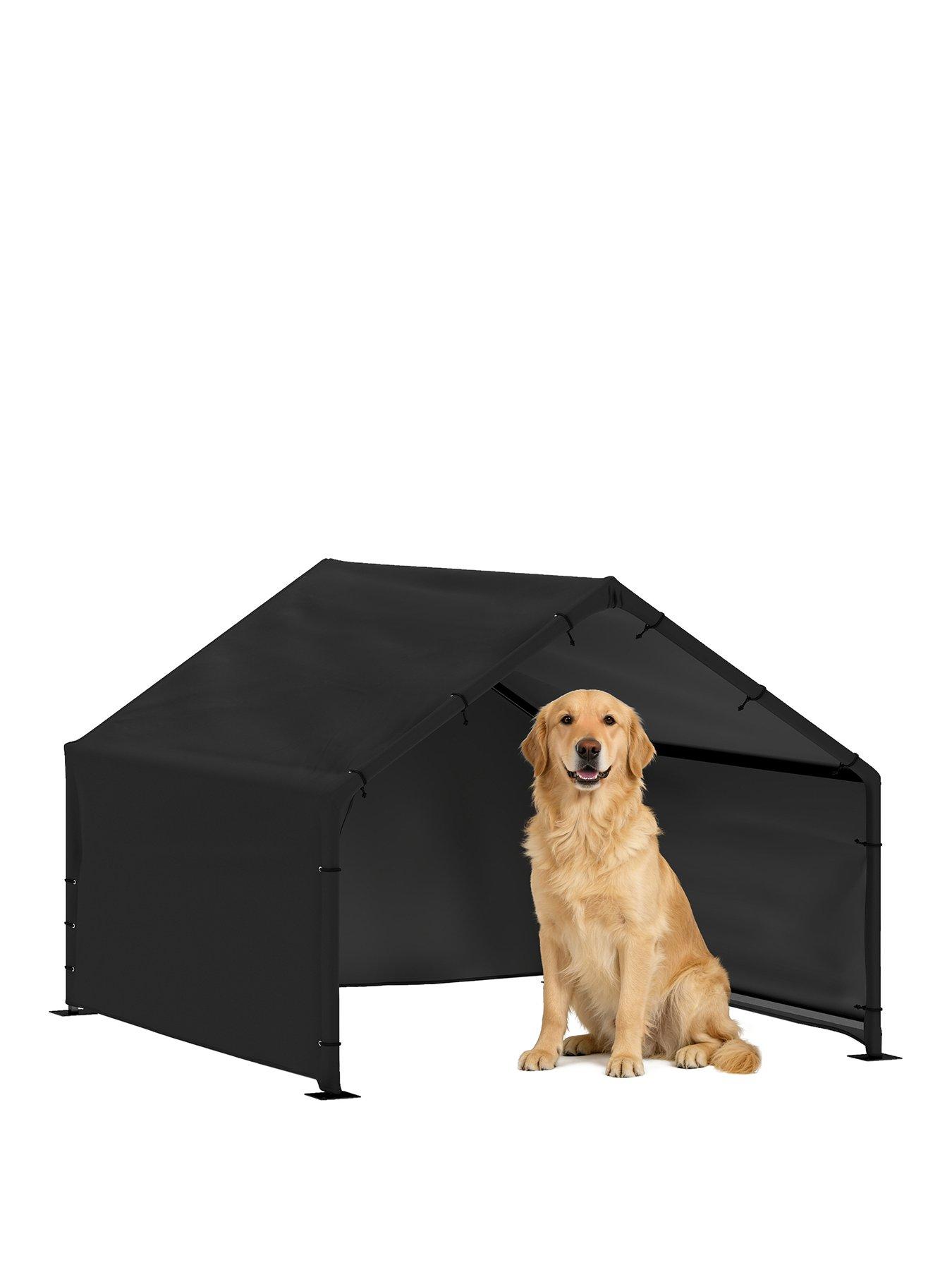Image 2 of 7 of PawHut Outdoor Dog House with Weatherproof Canopy Black