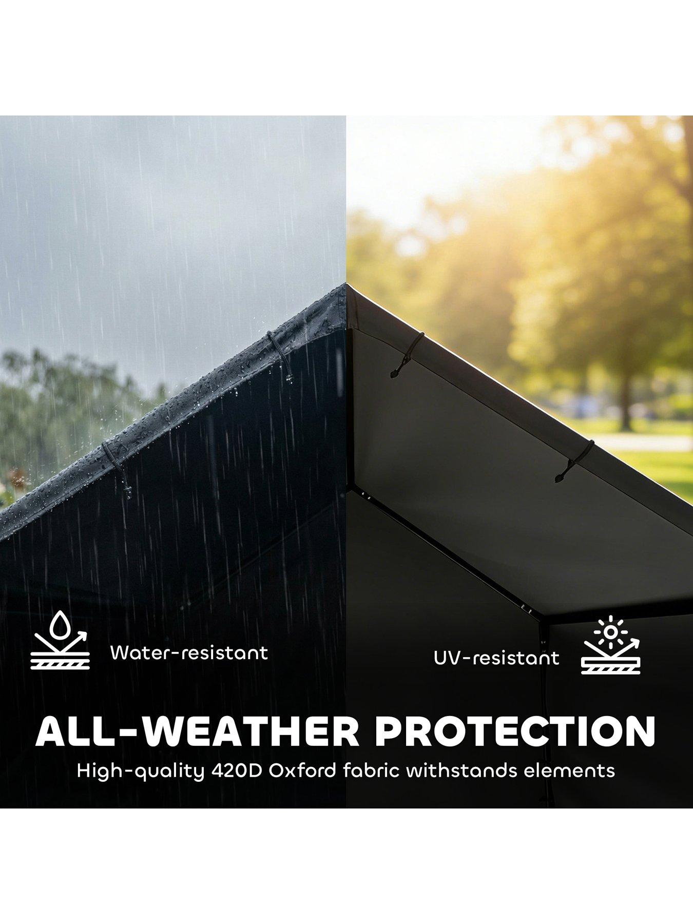 Image 5 of 7 of PawHut Outdoor Dog House with Weatherproof Canopy Black