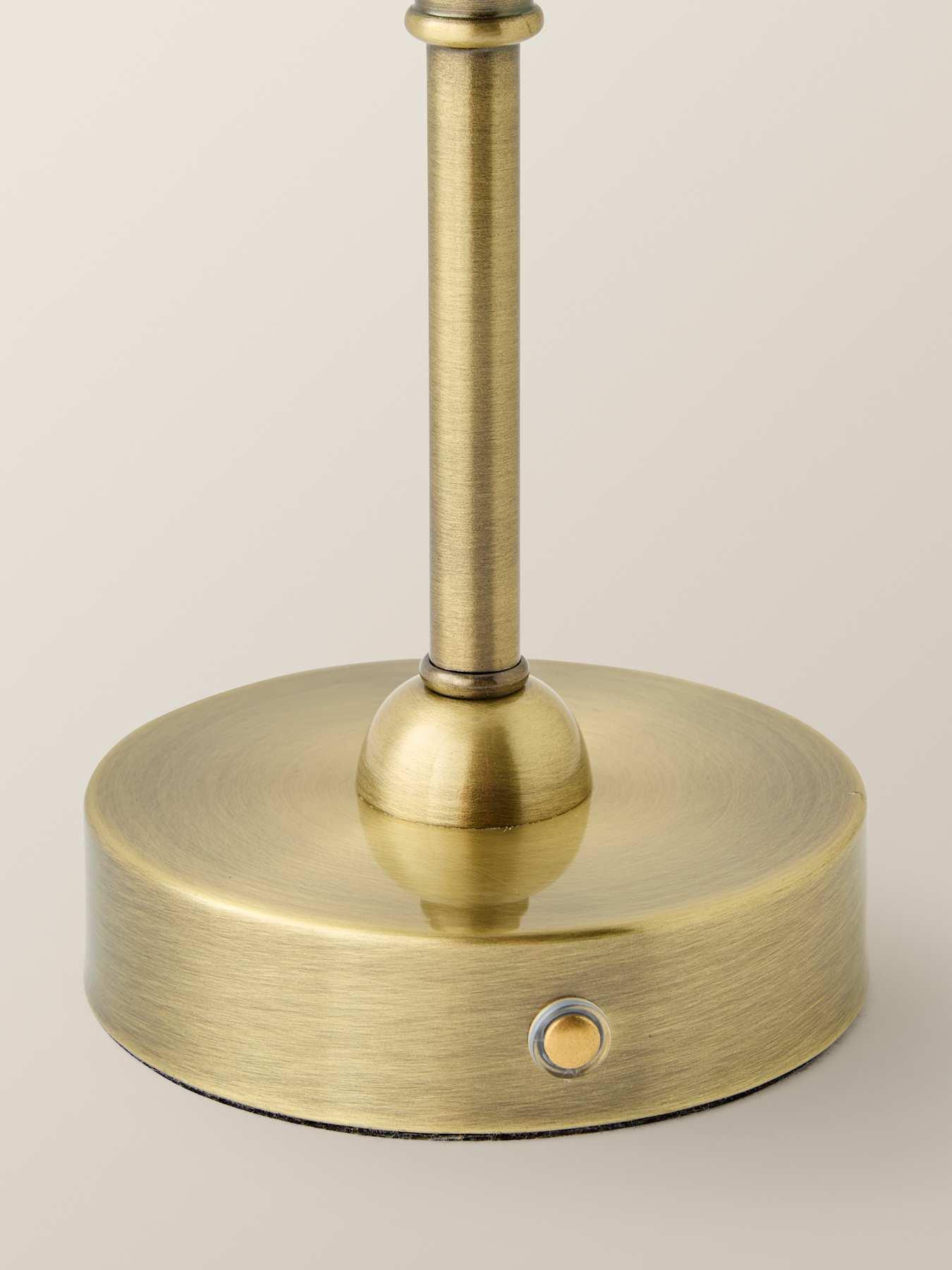 Image 5 of 6 of ValueLights Lowe Brushed Gold Rechargeable Table Light Base With Burgandy Floral Pleated Shade
