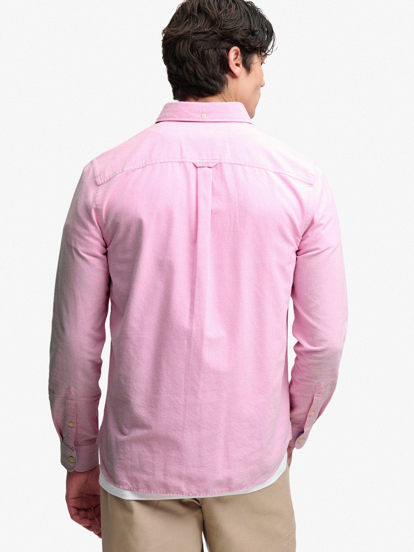 Image 2 of 6 of Superdry Mens Preppy Oxford Organic Cotton Button-Down Long Sleeve Shirt - Pink