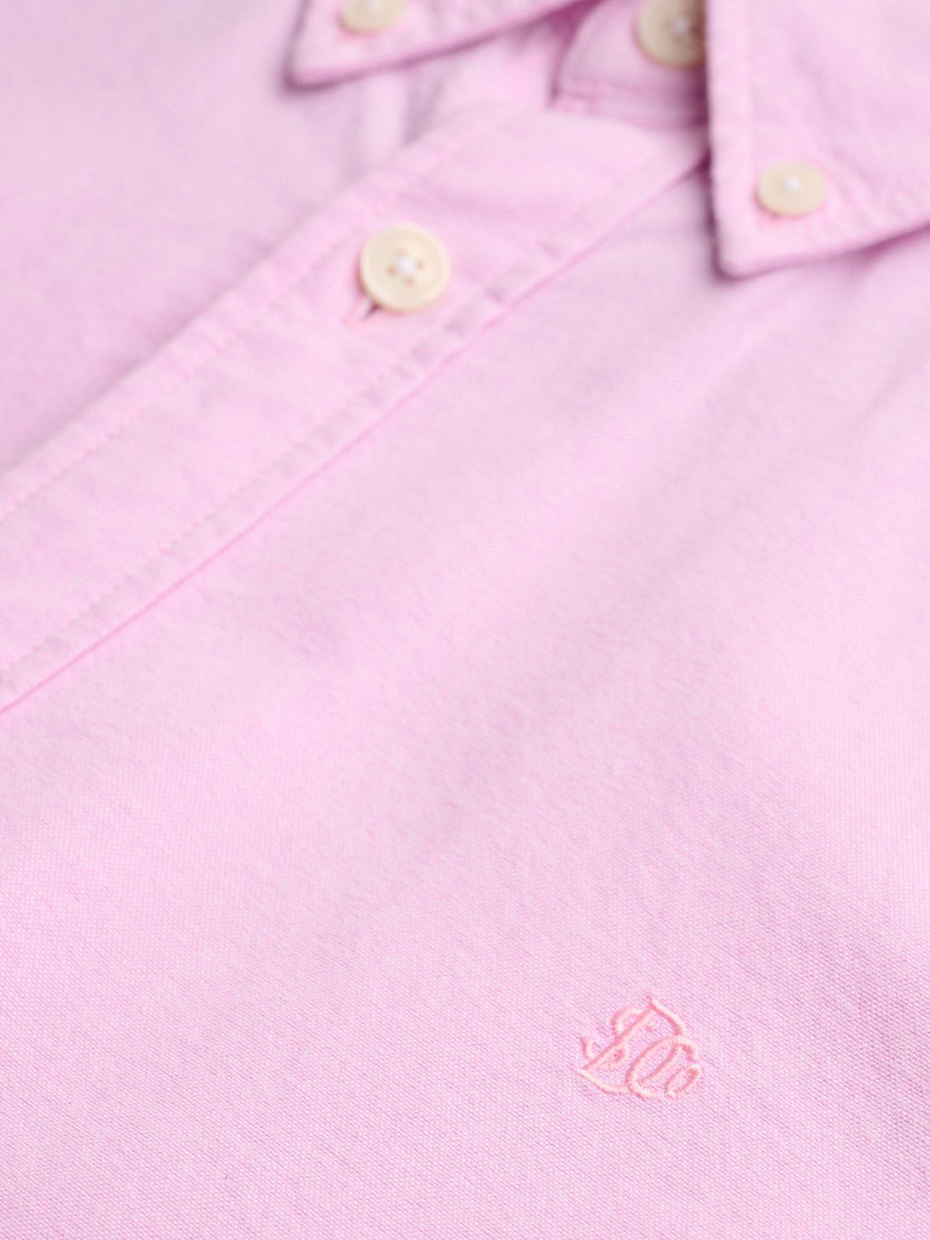 Image 6 of 6 of Superdry Mens Preppy Oxford Organic Cotton Button-Down Long Sleeve Shirt - Pink