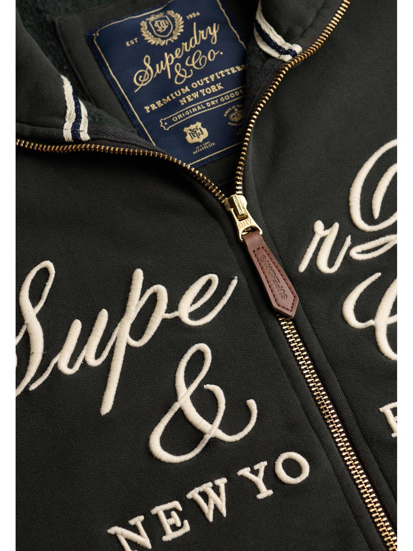 Image 5 of 6 of Superdry Mens Company Logo Script Zip-Through Track Top - Black