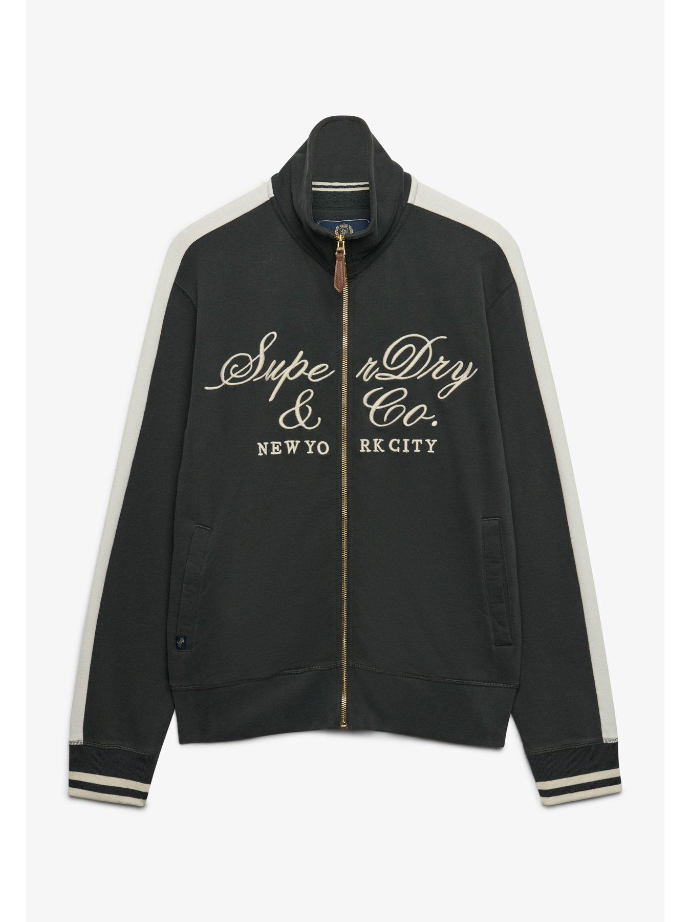 Image 6 of 6 of Superdry Mens Company Logo Script Zip-Through Track Top - Black