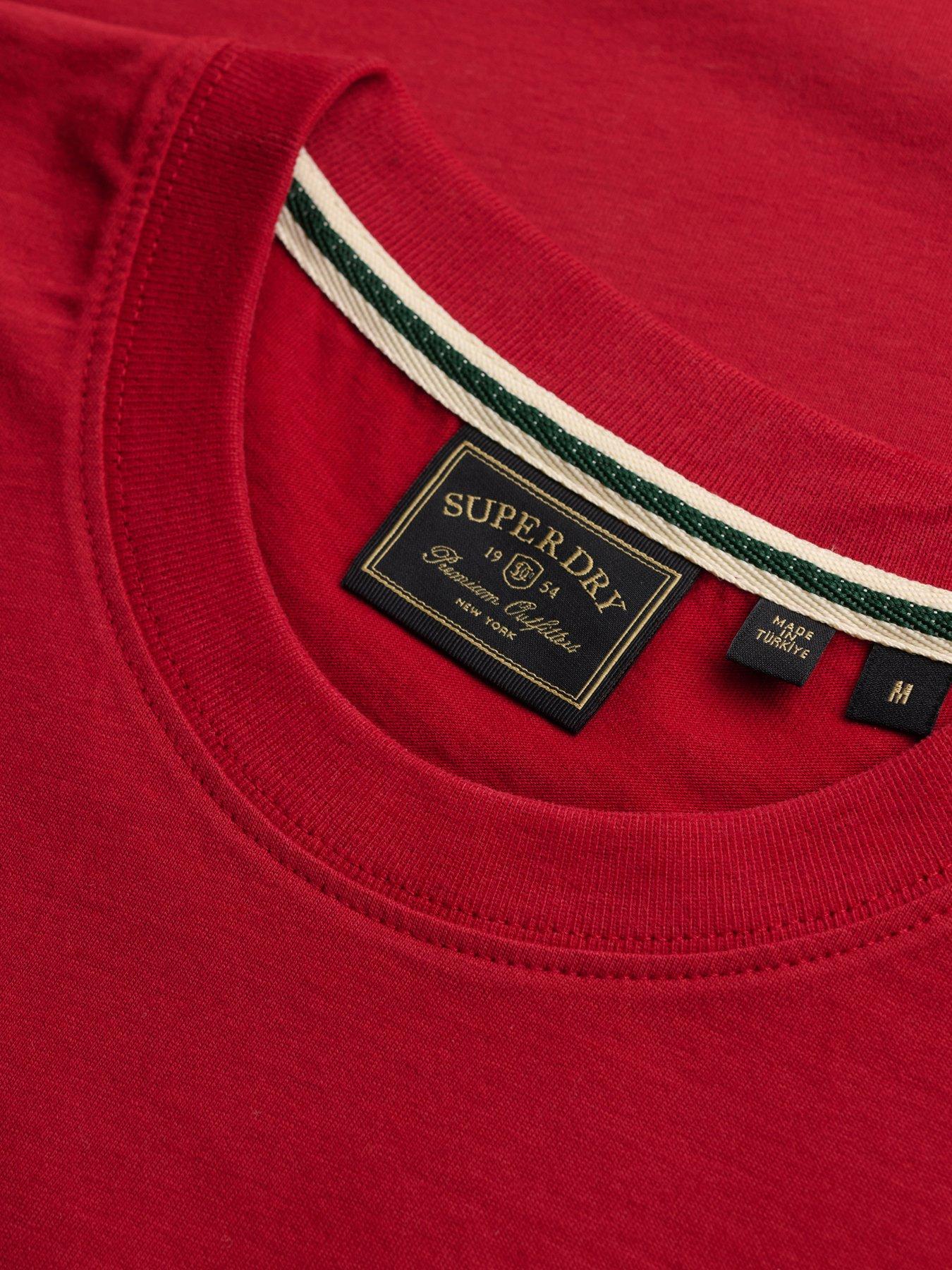 Image 6 of 6 of Superdry Mens Essential Embroidered Logo Crew Neck T-Shirt - Red