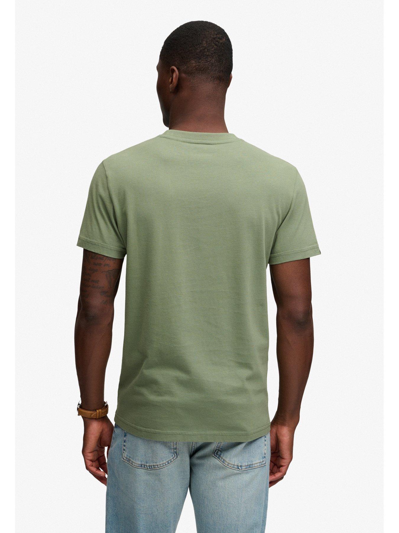 Image 2 of 6 of Superdry Mens Essential Serif Logo Emb Slim Fit T-Shirt - Khaki