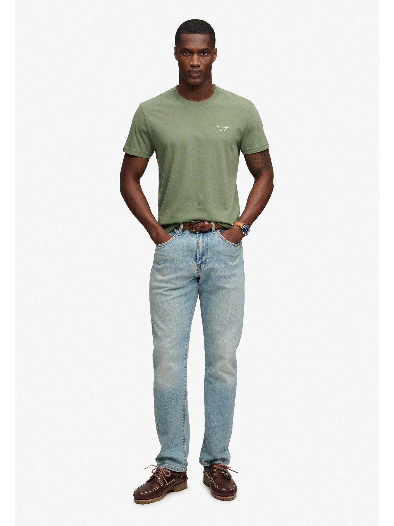 Image 3 of 6 of Superdry Mens Essential Serif Logo Emb Slim Fit T-Shirt - Khaki