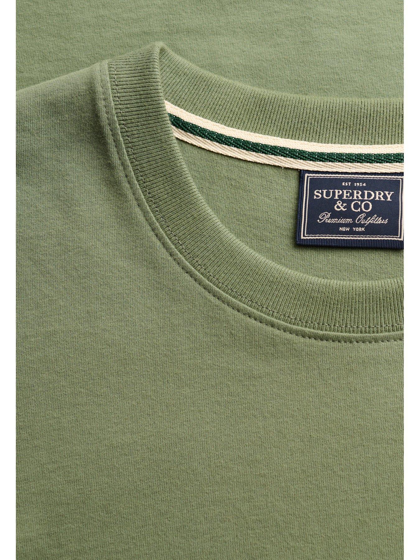 Image 6 of 6 of Superdry Mens Essential Serif Logo Emb Slim Fit T-Shirt - Khaki