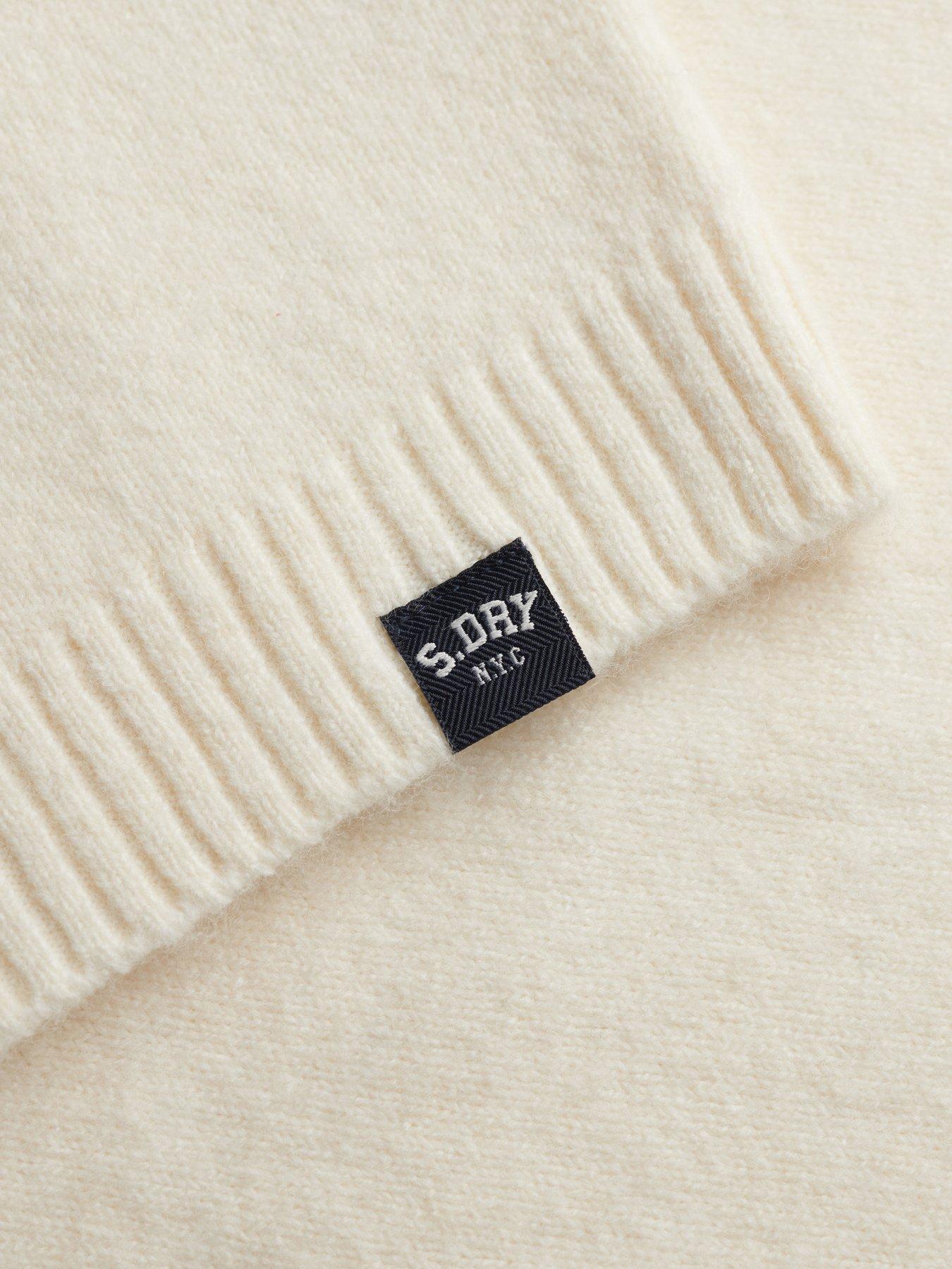 Image 6 of 6 of Superdry Womens Bardot Ribbed Collar Stretch Jumper - Off White