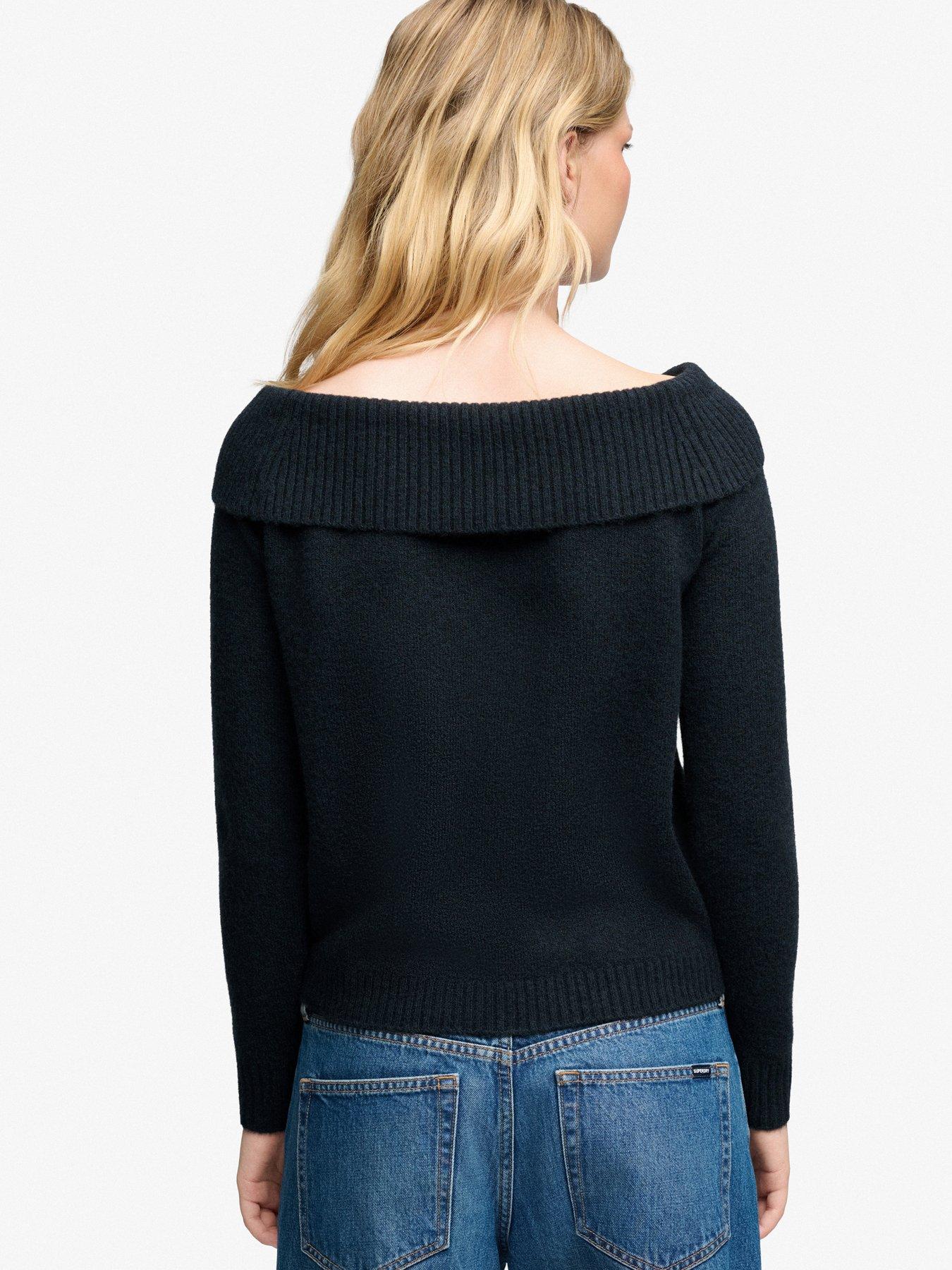 Image 2 of 6 of Superdry Womens Bardot Slim Fit Wool Blend Jumper - Navy