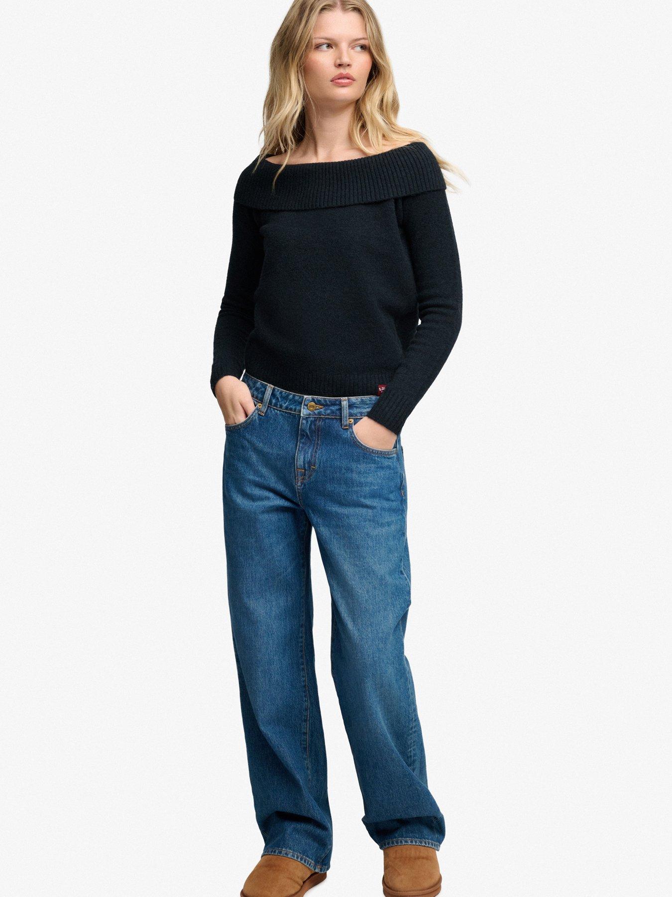 Image 3 of 6 of Superdry Womens Bardot Slim Fit Wool Blend Jumper - Navy