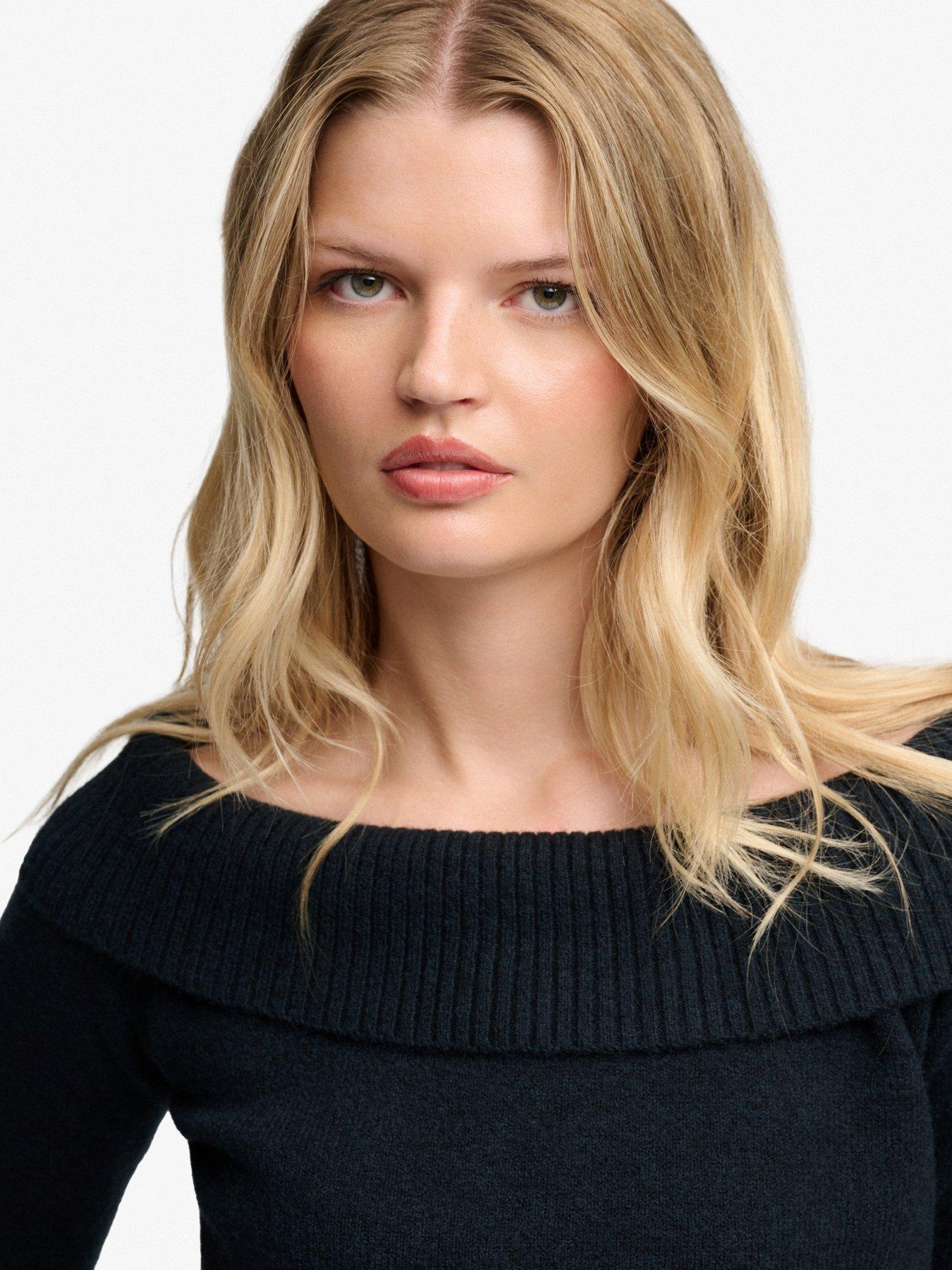 Image 5 of 6 of Superdry Womens Bardot Slim Fit Wool Blend Jumper - Navy