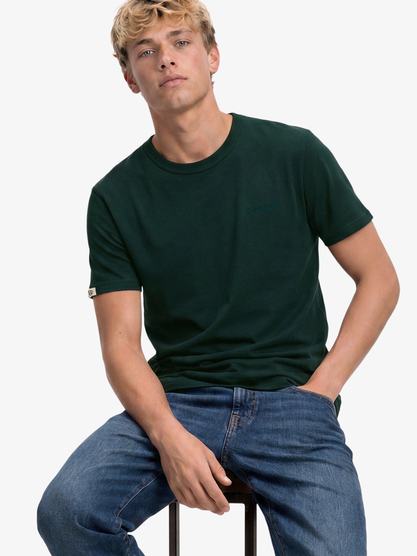 Image 1 of 6 of Superdry Mens Essential Slim Fit Organic Cotton Logo T-Shirt - Green