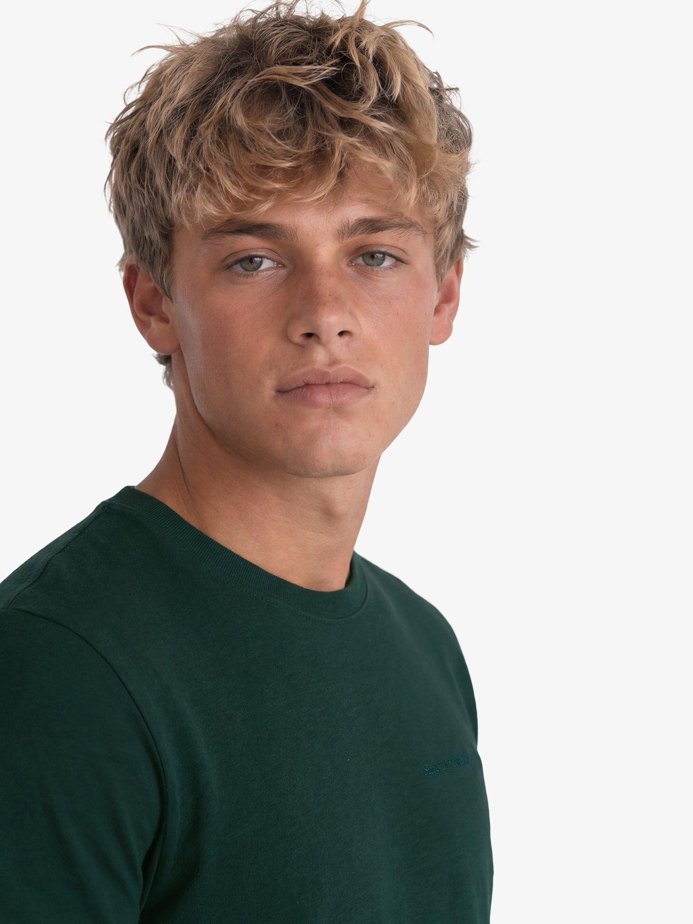 Image 4 of 6 of Superdry Mens Essential Slim Fit Organic Cotton Logo T-Shirt - Green