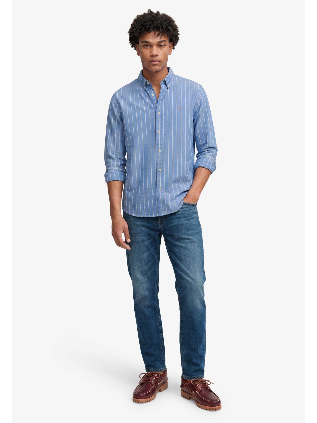 Image 3 of 6 of Superdry Mens Preppy Oxford Relaxed Fit Long Sleeve Shirt - Blue