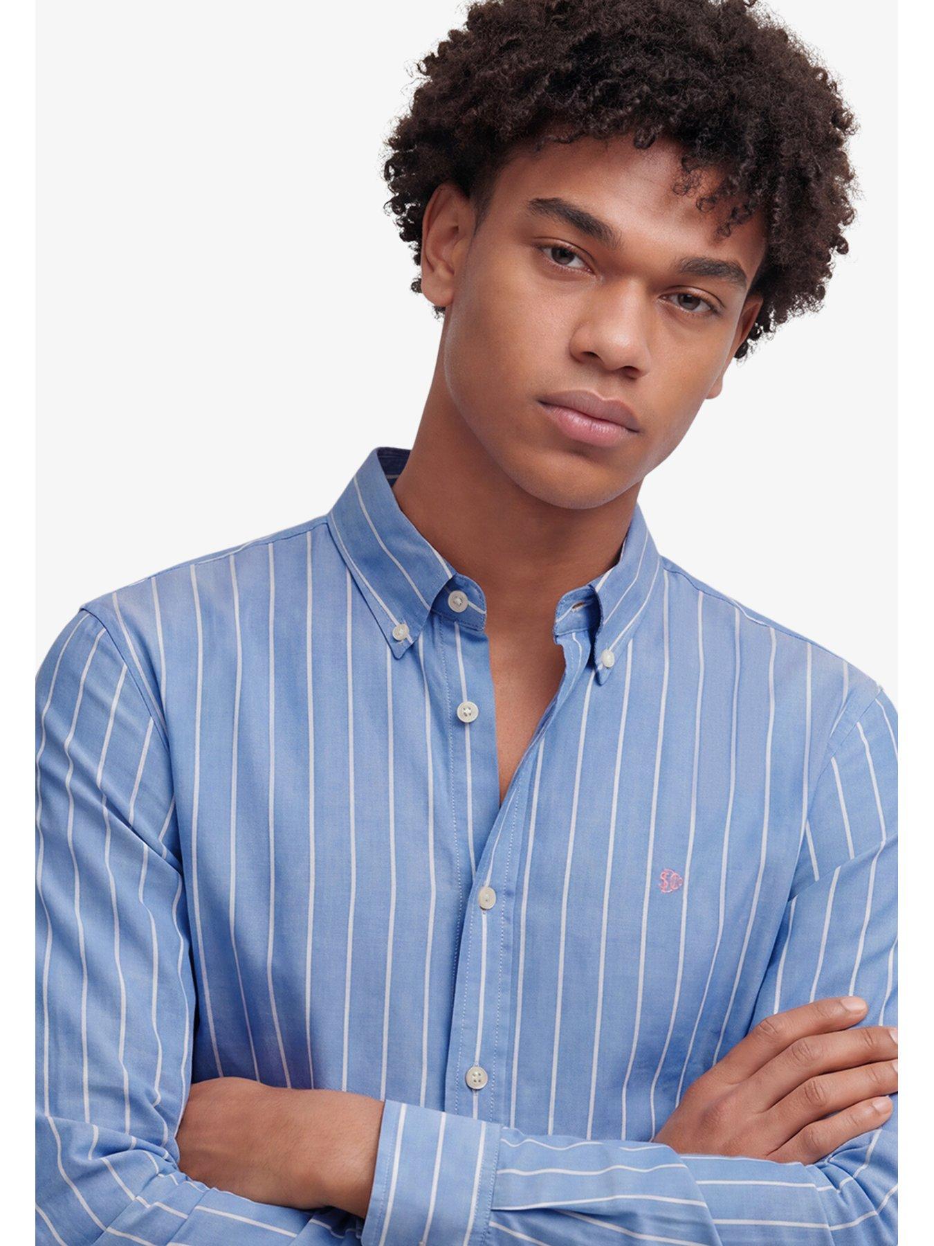 Image 5 of 6 of Superdry Mens Preppy Oxford Relaxed Fit Long Sleeve Shirt - Blue