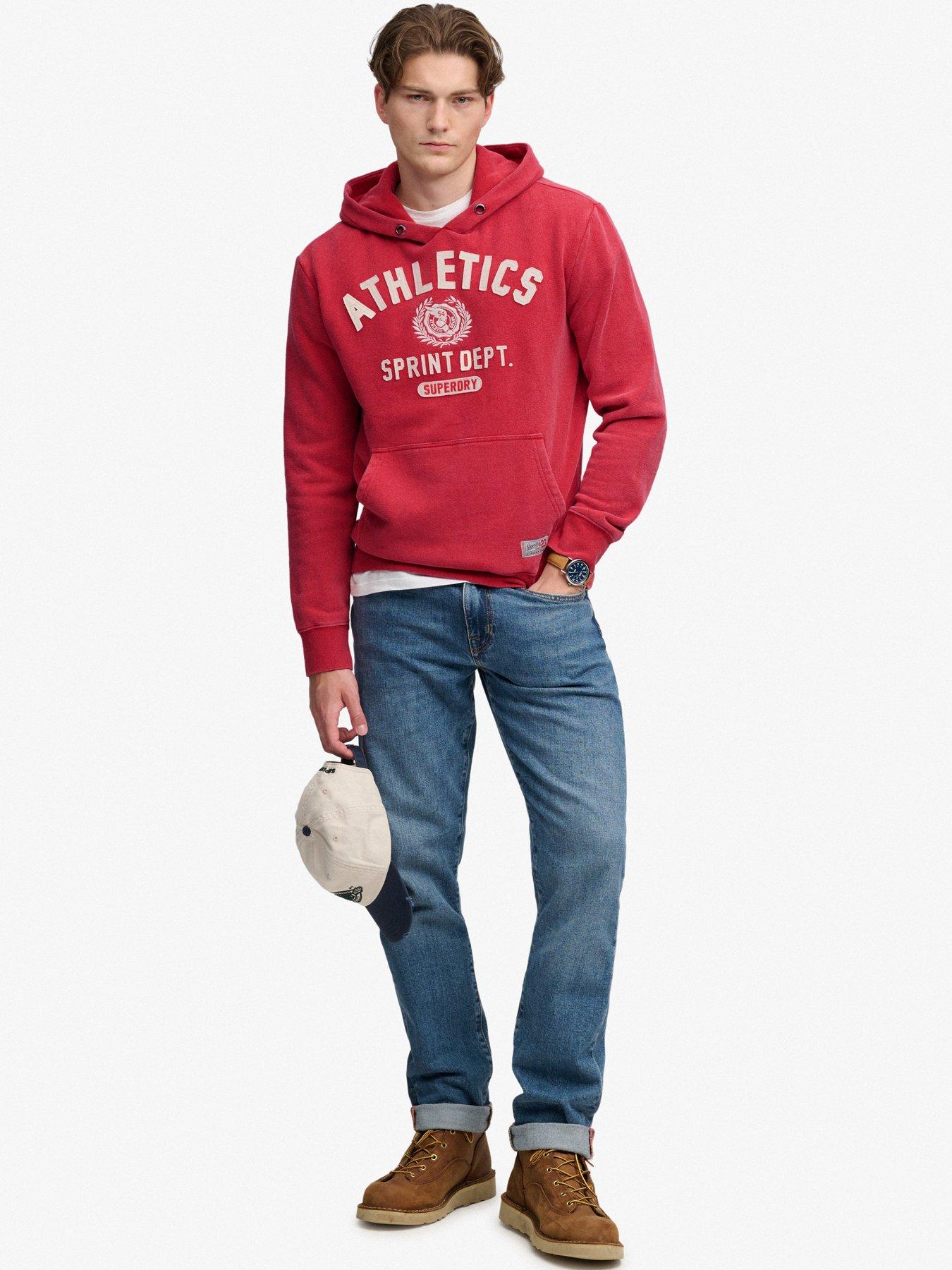 Image 3 of 6 of Superdry Mens Track Relaxed Fit Logo Hoodie - Red