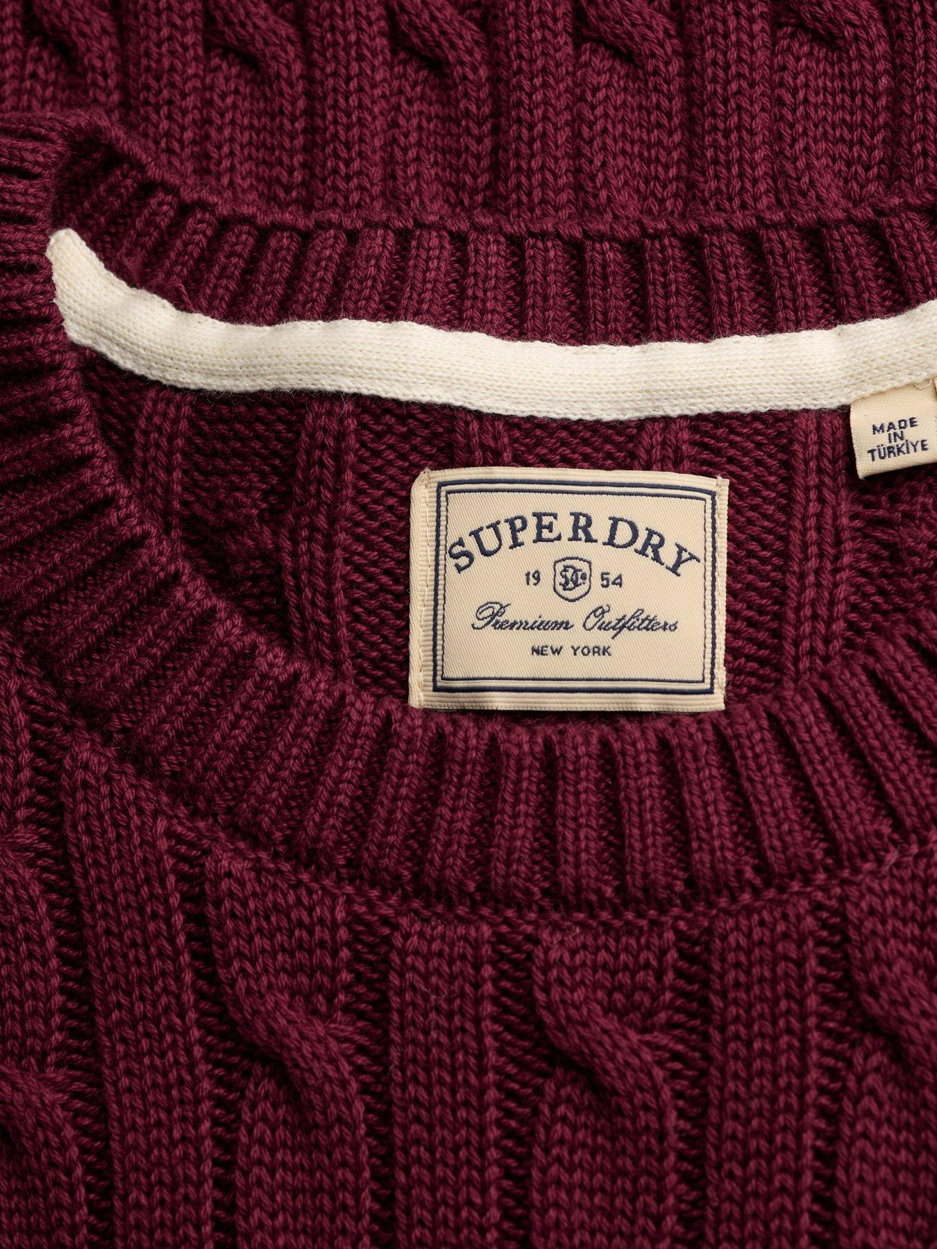 Image 6 of 7 of Superdry Womens Slouchy Cable Knit Crew Neck Jumper - Red
