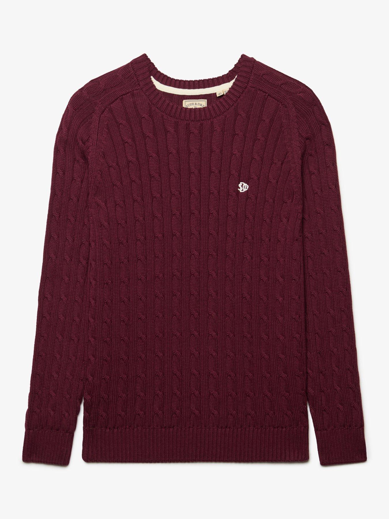 Image 7 of 7 of Superdry Womens Slouchy Cable Knit Crew Neck Jumper - Red