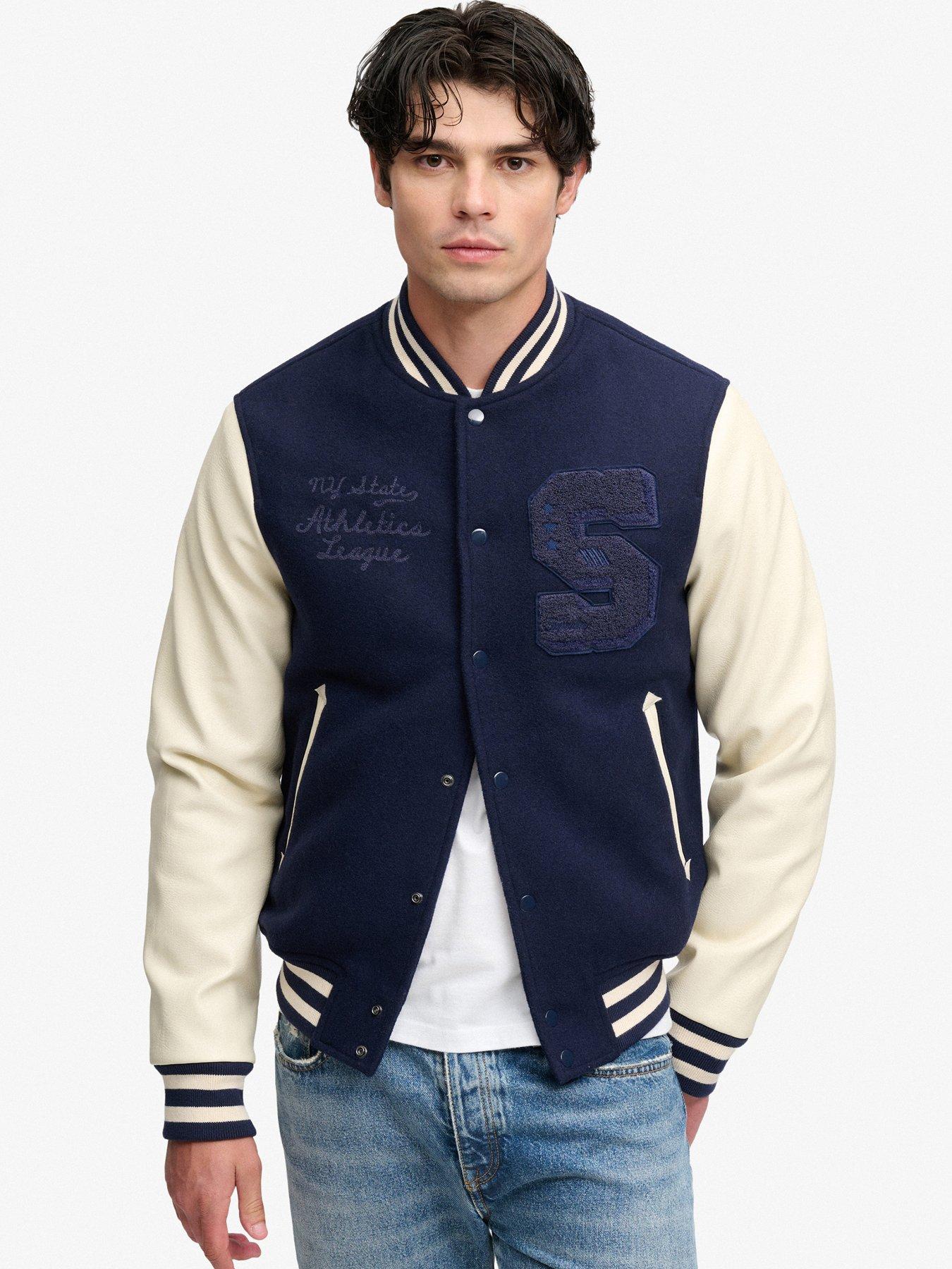 Image 1 of 7 of Superdry Superdry Vintage Patched Varsity Jacket - Navy