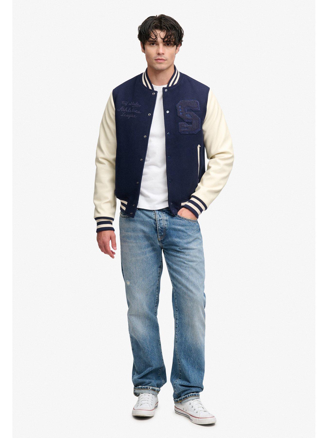 Image 3 of 7 of Superdry Superdry Vintage Patched Varsity Jacket - Navy