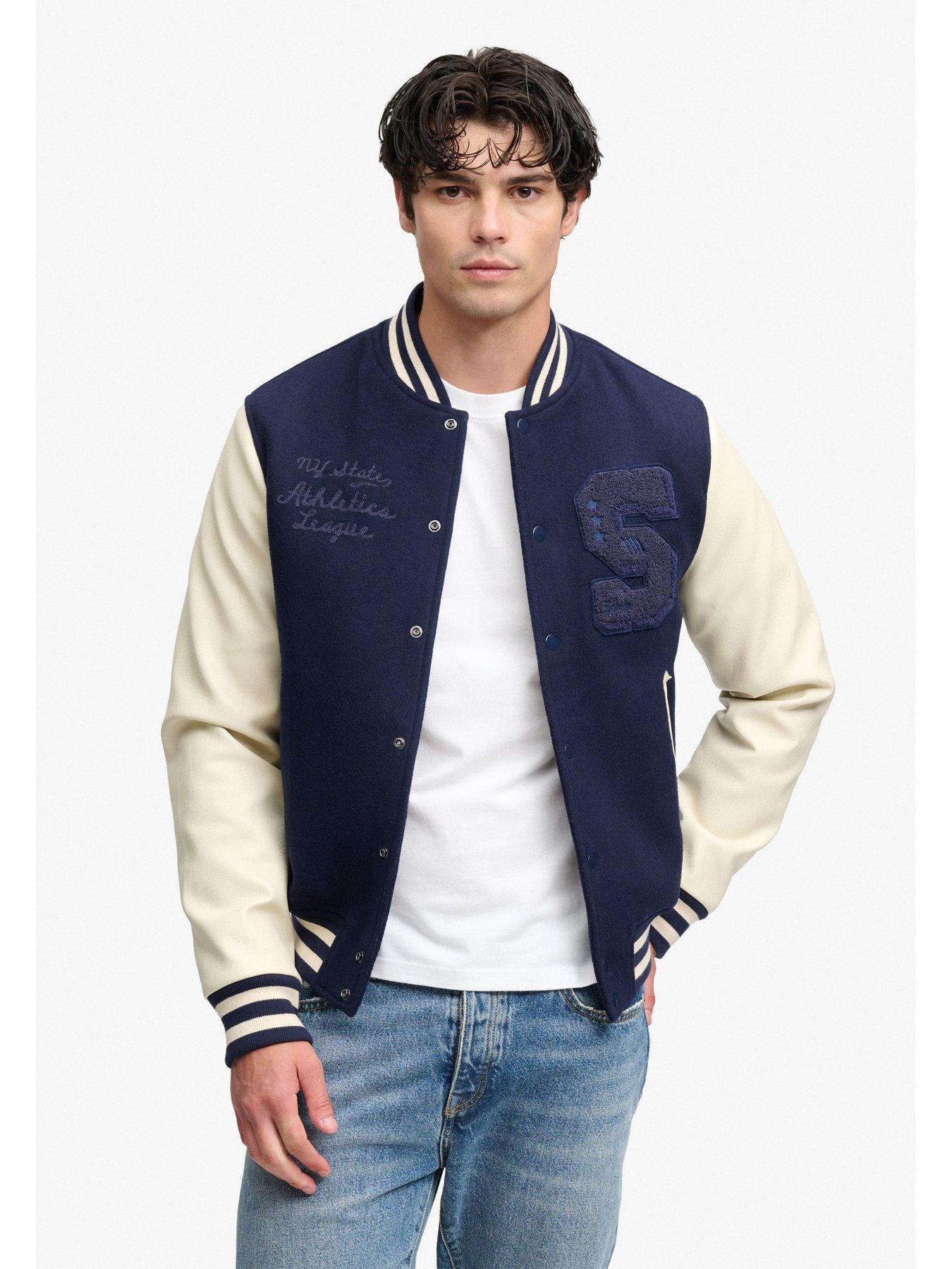 Image 4 of 7 of Superdry Superdry Vintage Patched Varsity Jacket - Navy