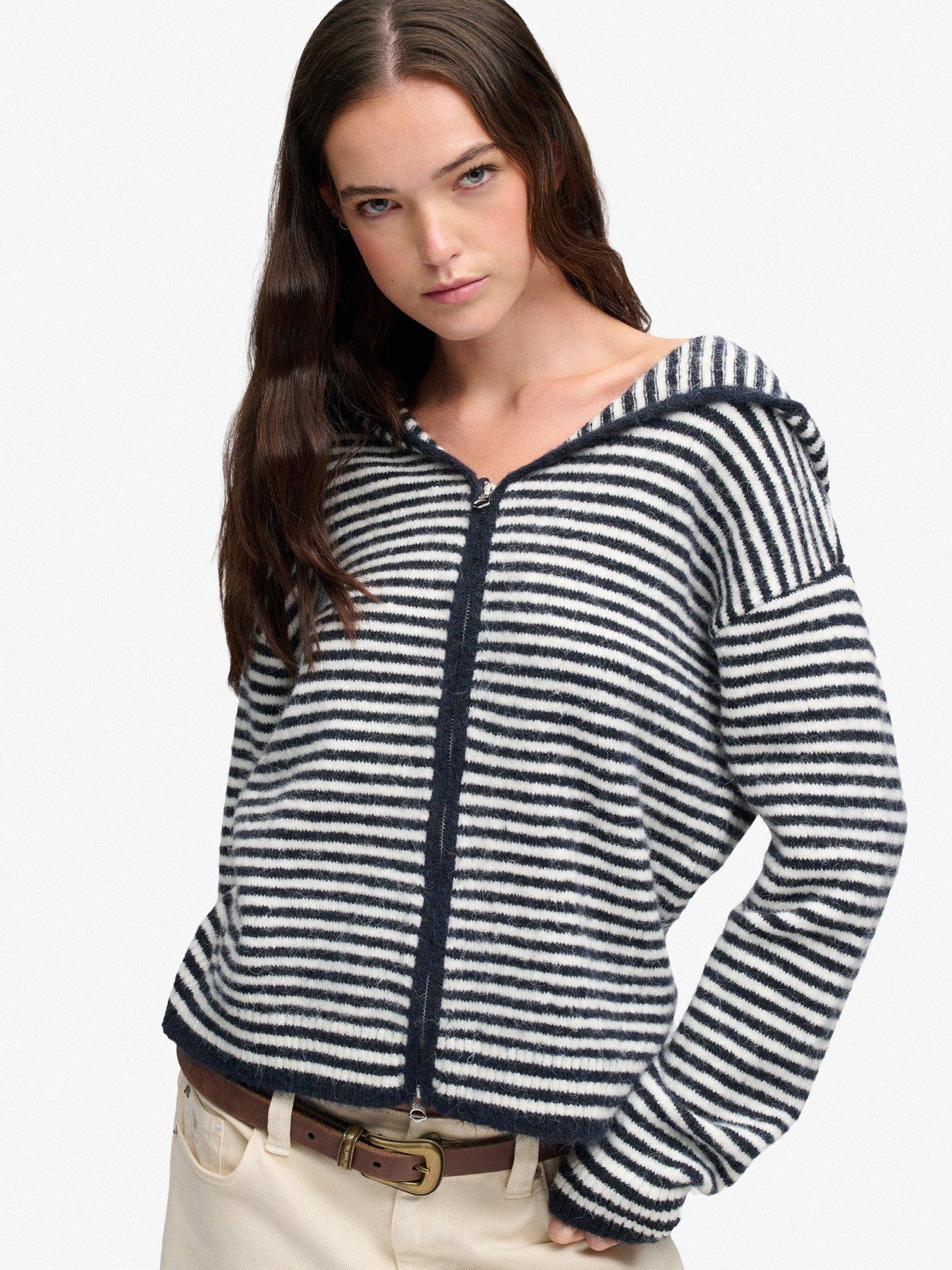 Image 1 of 7 of Superdry Womens Brushed Zip Through Hooded Cardigan - Multi