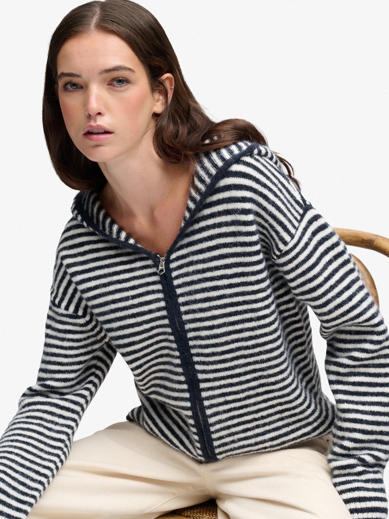 Image 4 of 7 of Superdry Womens Brushed Zip Through Hooded Cardigan - Multi