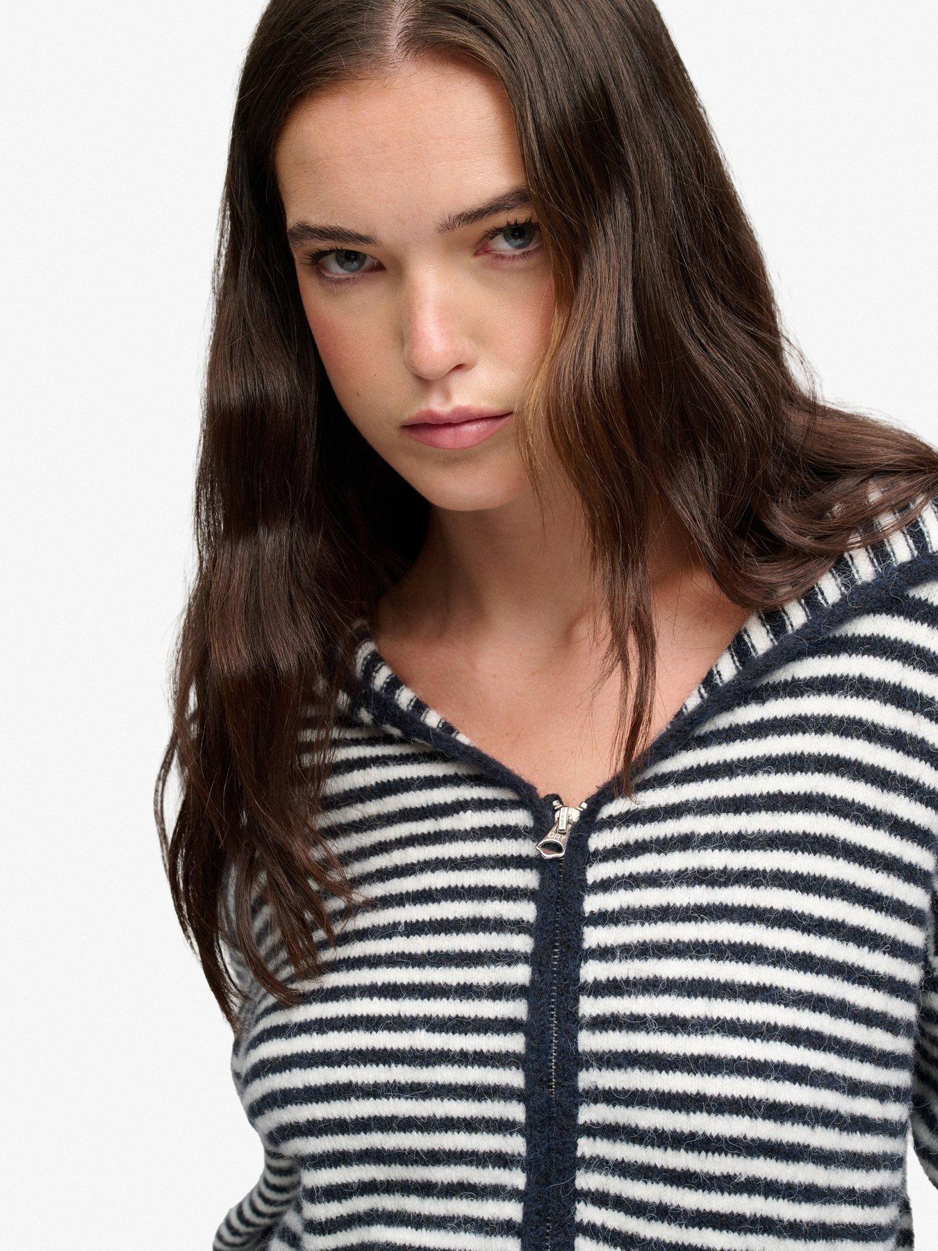 Image 5 of 7 of Superdry Womens Brushed Zip Through Hooded Cardigan - Multi