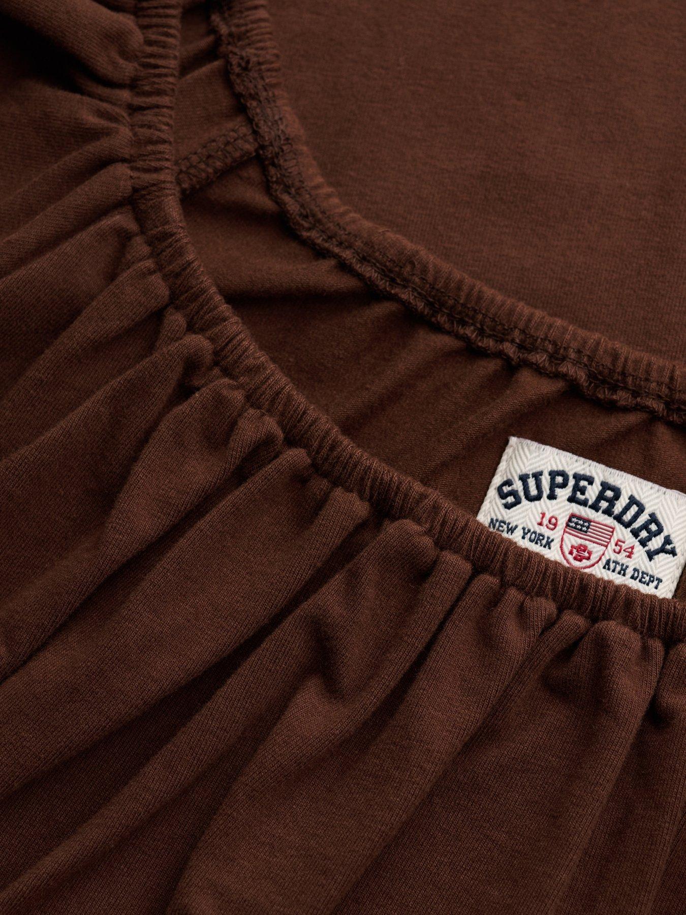 Image 6 of 7 of Superdry Womens Athletic Essentials Ruched Scoop Neck Top - Brown
