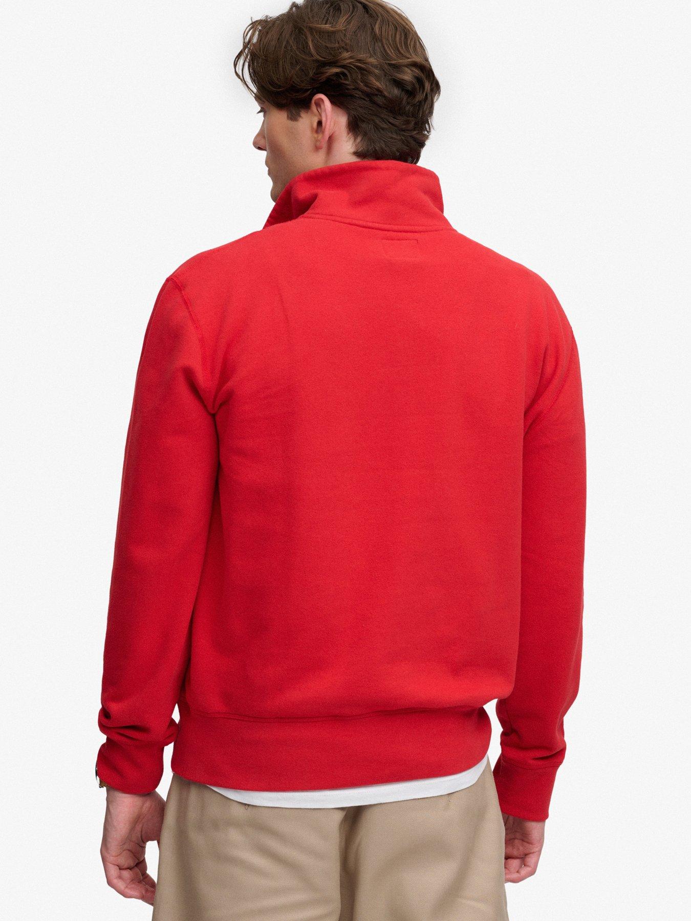 Image 2 of 7 of Superdry Mens Essential Serif Half Zip Sweatshirt - Red