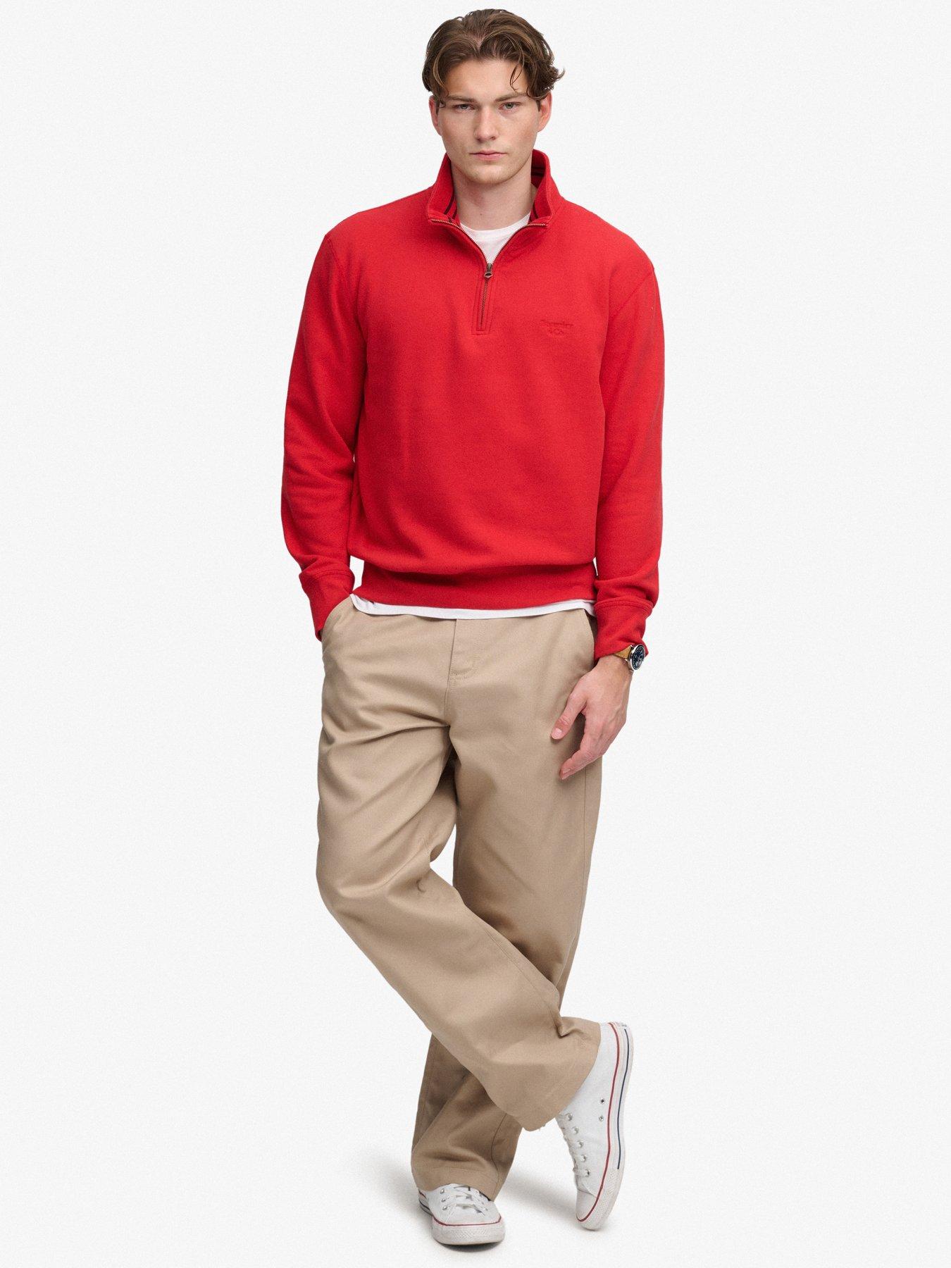 Image 3 of 7 of Superdry Mens Essential Serif Half Zip Sweatshirt - Red