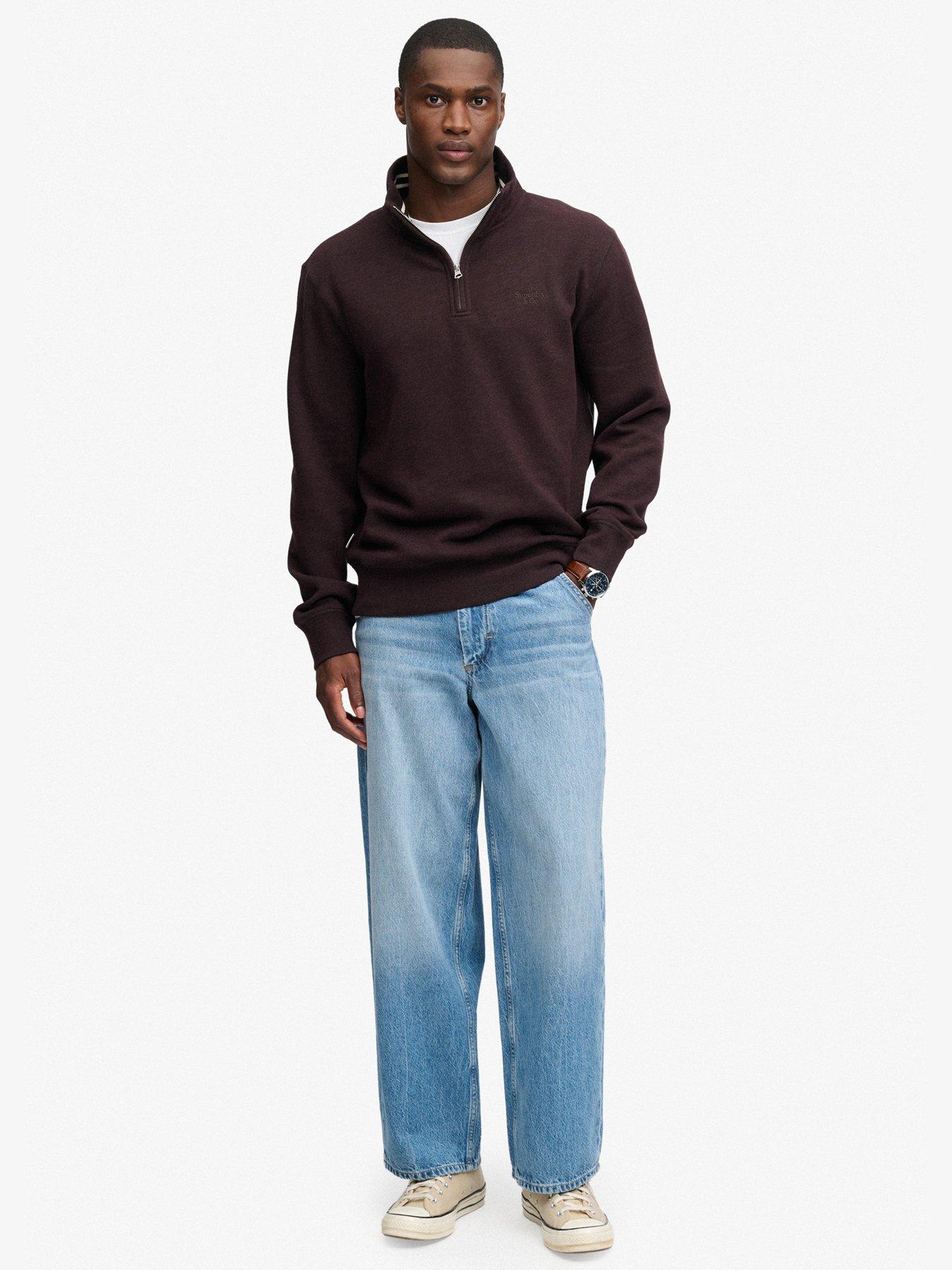 Image 3 of 7 of Superdry Superdry Essential Serif Logo Half Zip Sweat - Dark Red