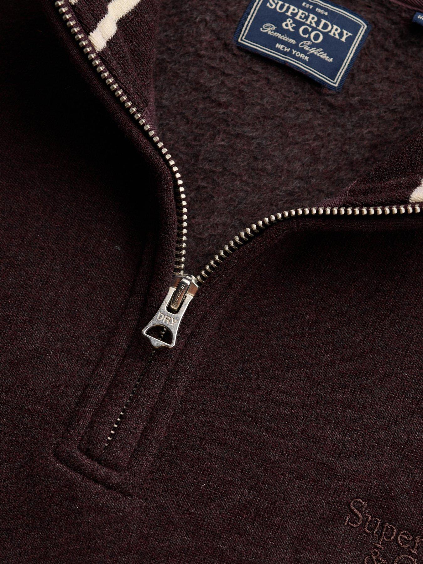 Image 6 of 7 of Superdry Superdry Essential Serif Logo Half Zip Sweat - Dark Red
