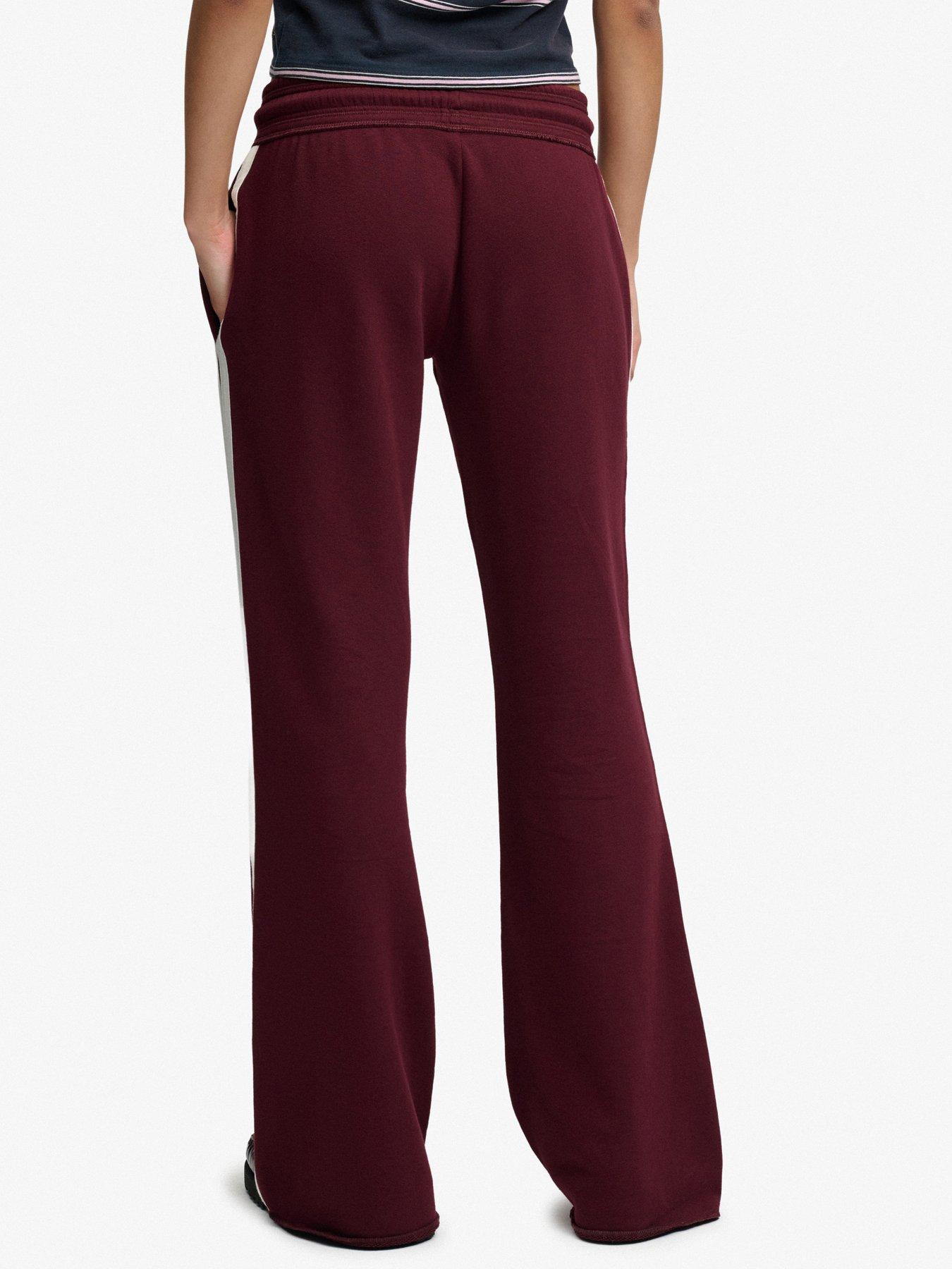 Image 2 of 6 of Superdry Womens Athletic Essentials Stripe Flare Joggers - Red