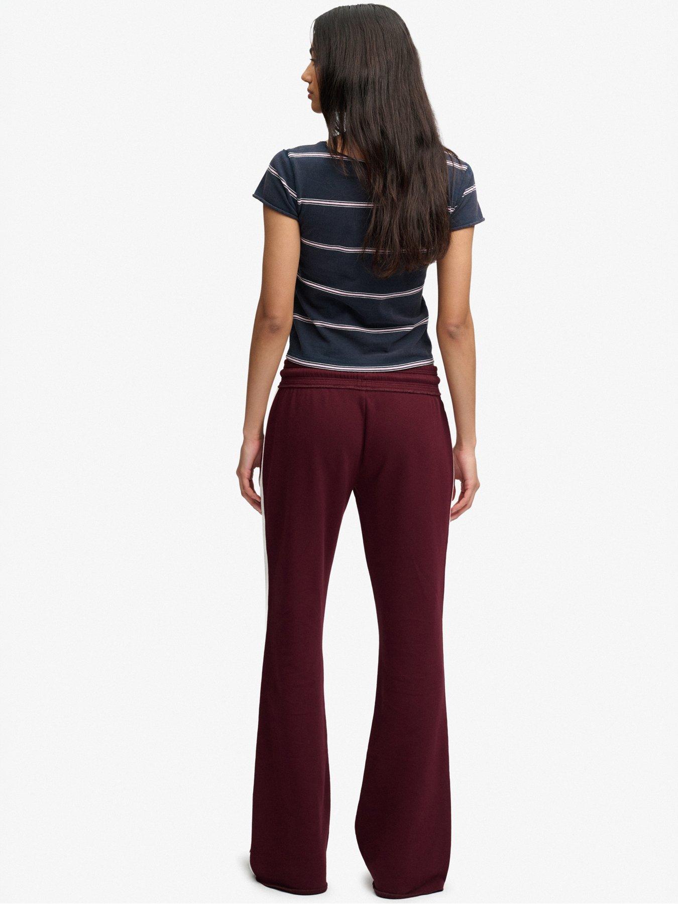 Image 4 of 6 of Superdry Womens Athletic Essentials Stripe Flare Joggers - Red