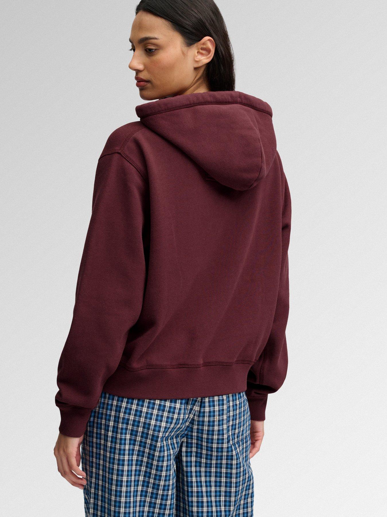Image 2 of 7 of Superdry Superdry Ath Ess Applique Crop Hoodie - Red