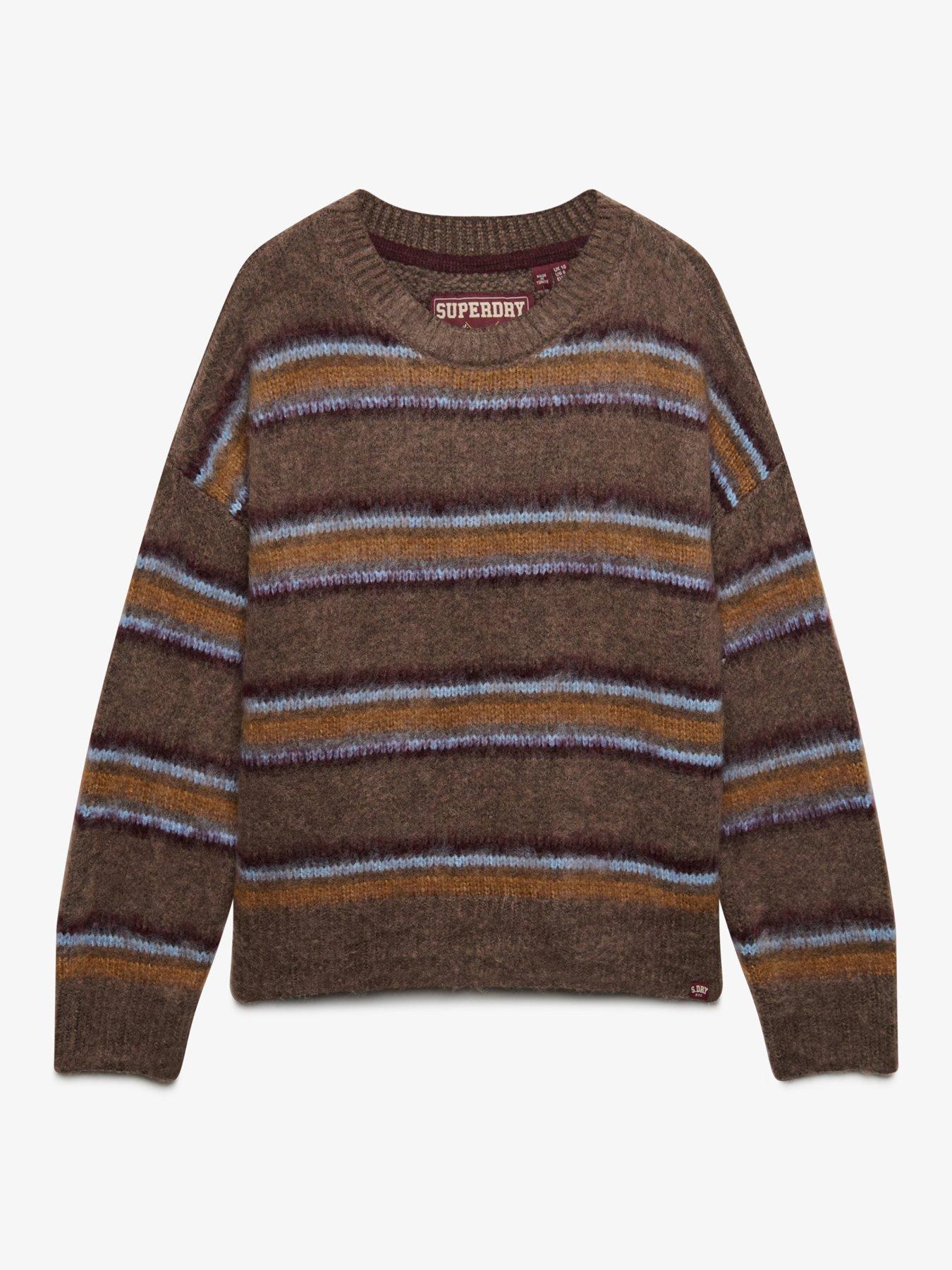 Image 7 of 7 of Superdry Womens Slouchy Brushed Stripe Jumper - Brown